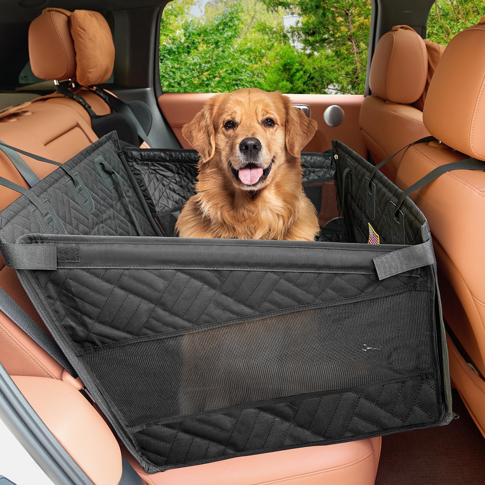 Kohree Dog Car Seat Cover For Medium Dogs, Hard Bottom Dog Car Seat Cover For Back Seat With Upgraded Pvc Pipe, Waterproof 900D 