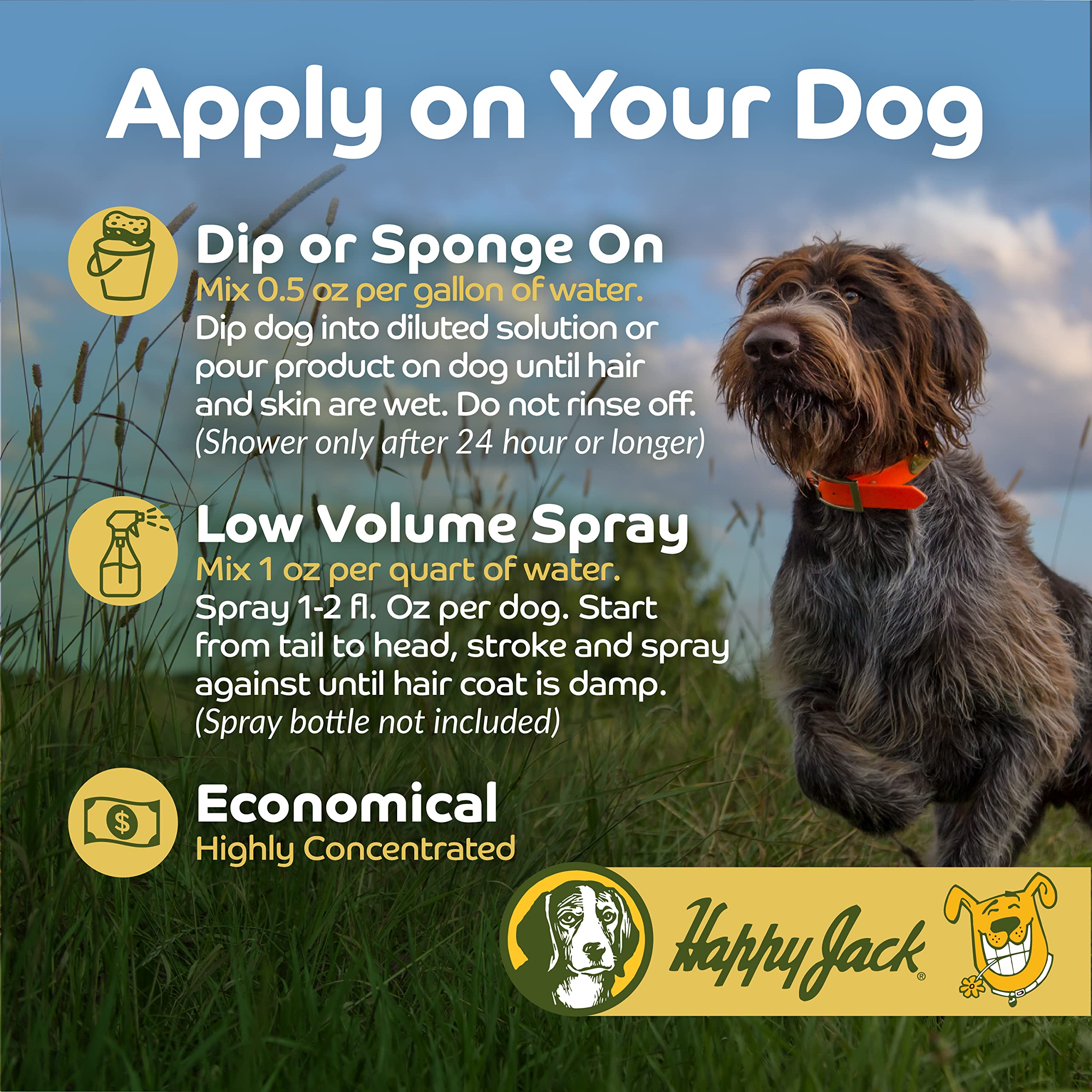 Happy Jack Kennel Dip Dog Flea and Tick Treatment & Prevention, Made in USA, Spray Yard & Home 30-Day Control, Kills Fleas, Tick