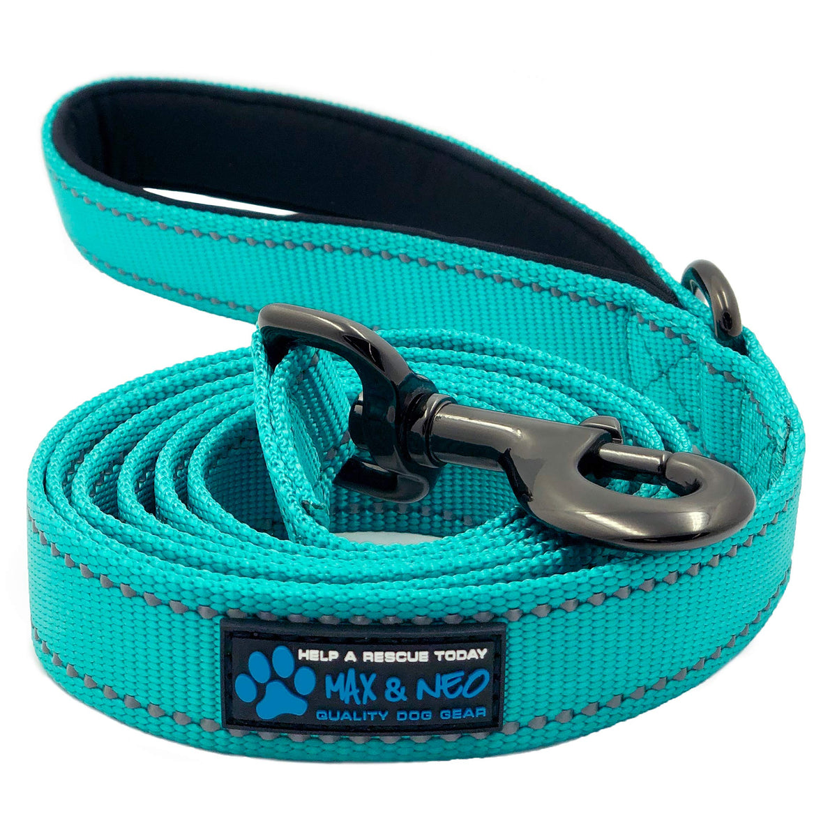 Max And Neo Reflective Nylon Dog Leash - We Donate One For Every Sold (Teal, 4X1)