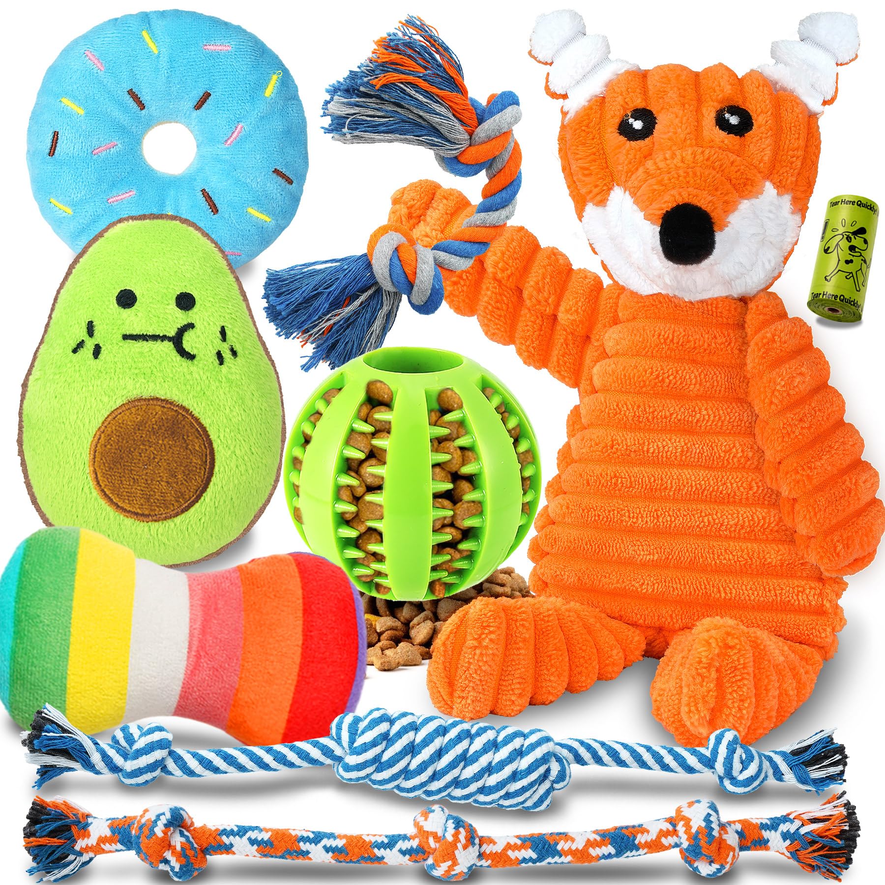 Zeaxuie 9 Pack Luxury Puppy Toys for Teething Small Dogs, Puppy Chew Toys with Cute Squeaky Dog Toys, Ball and More Rope Dog Che