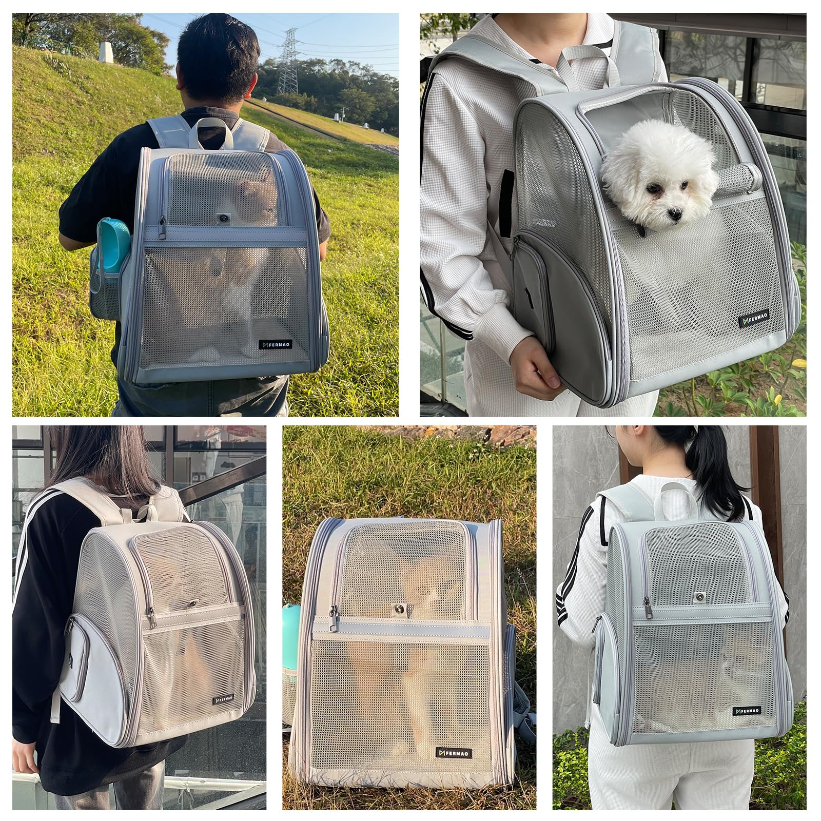Cat Backpack Carrier, Mesh Small Cat Carrier Backpack Airline Approved Pet Carriers For Medium Small Dog Puppy Kitten Bunny Up T
