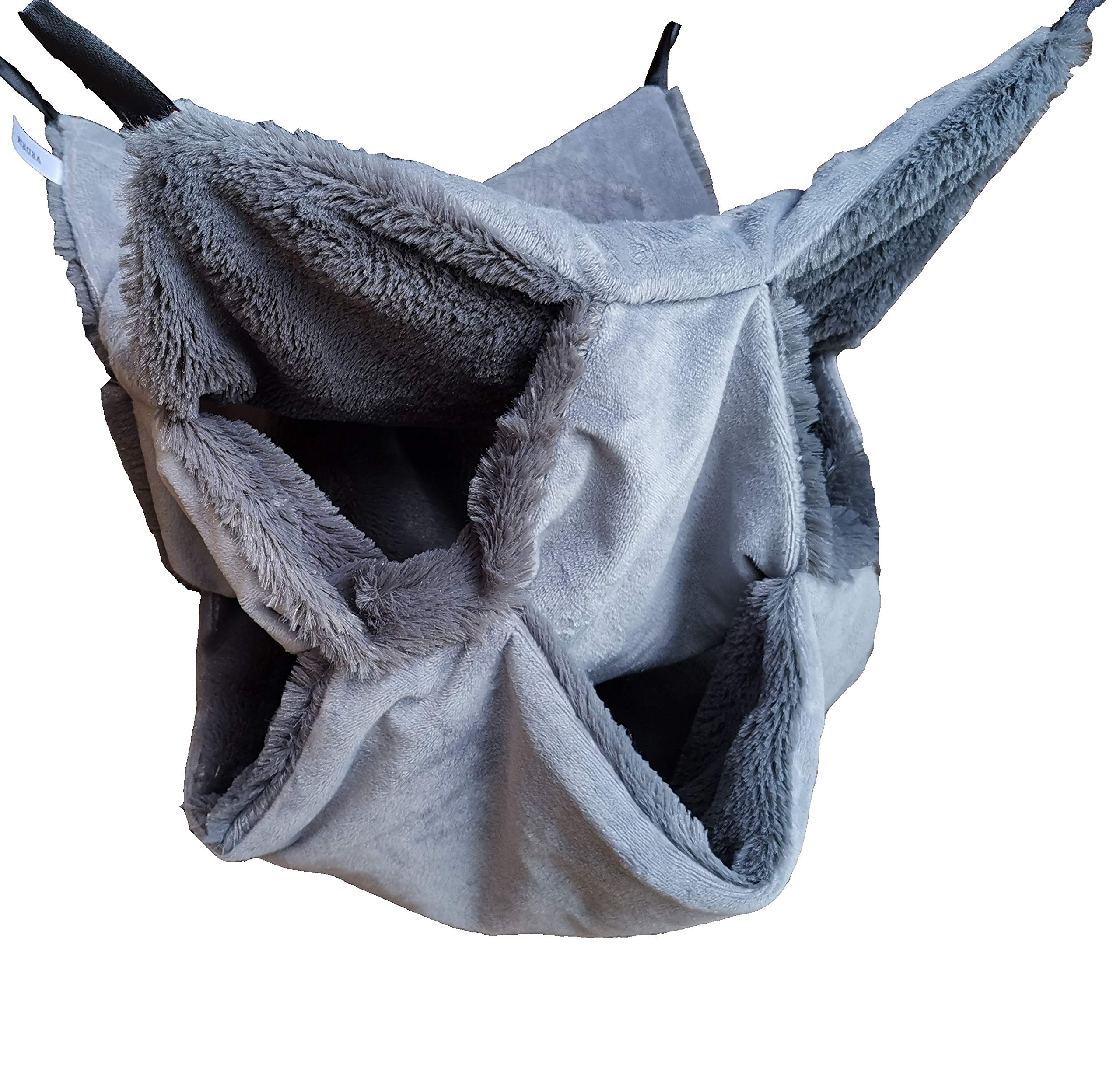 Vedem Small Animals Warm Plush Triple Bunkbed Cage Hanging Hammock Bed Hideout For Sugar Glider Ferret Squirrel (Grey)