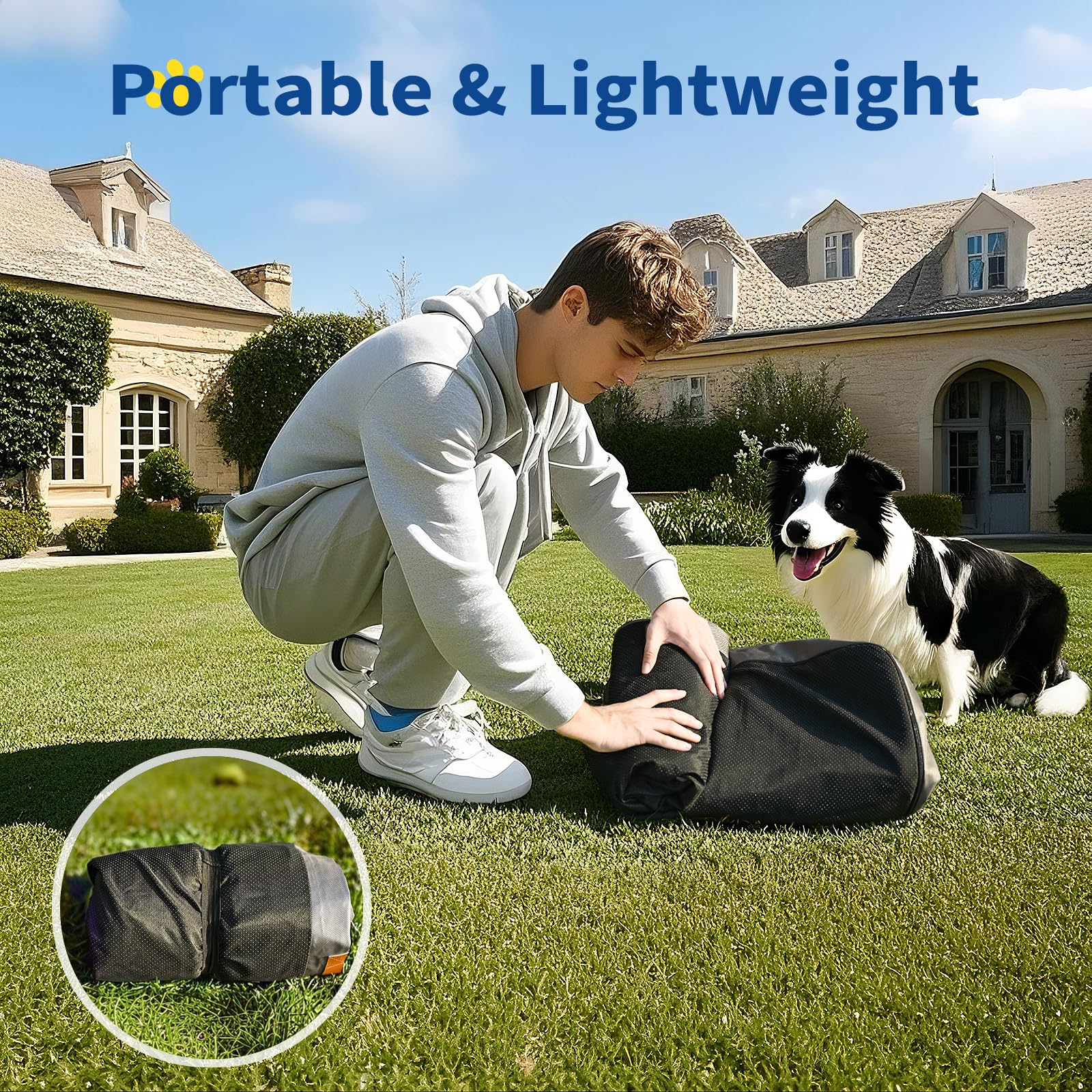 Abcpet Outdoor Inflatable Dog Bed For Small Dogs, Outdoor Travel Dogs Met With Removeable Cover, Inflated Dog Bed Waterproof Sum