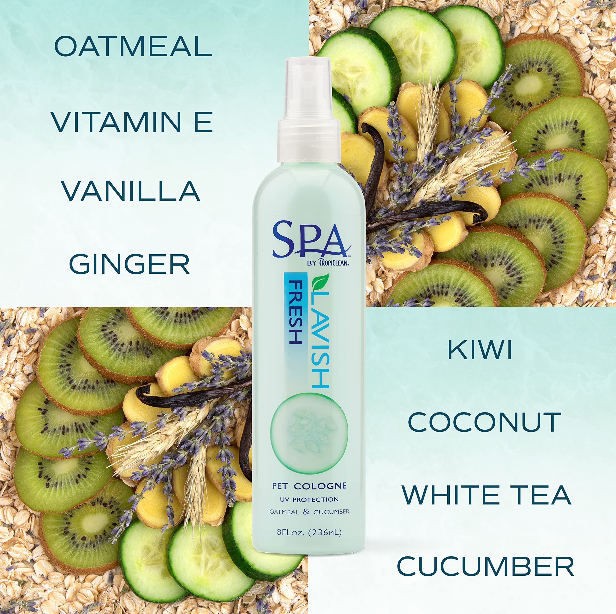 Tropiclean Spa Fresh Dog Cologne Spray Long Lasting | Cucumber Scented Dog Deodorizing Spray | Naturally Derived Salon Grade Ing