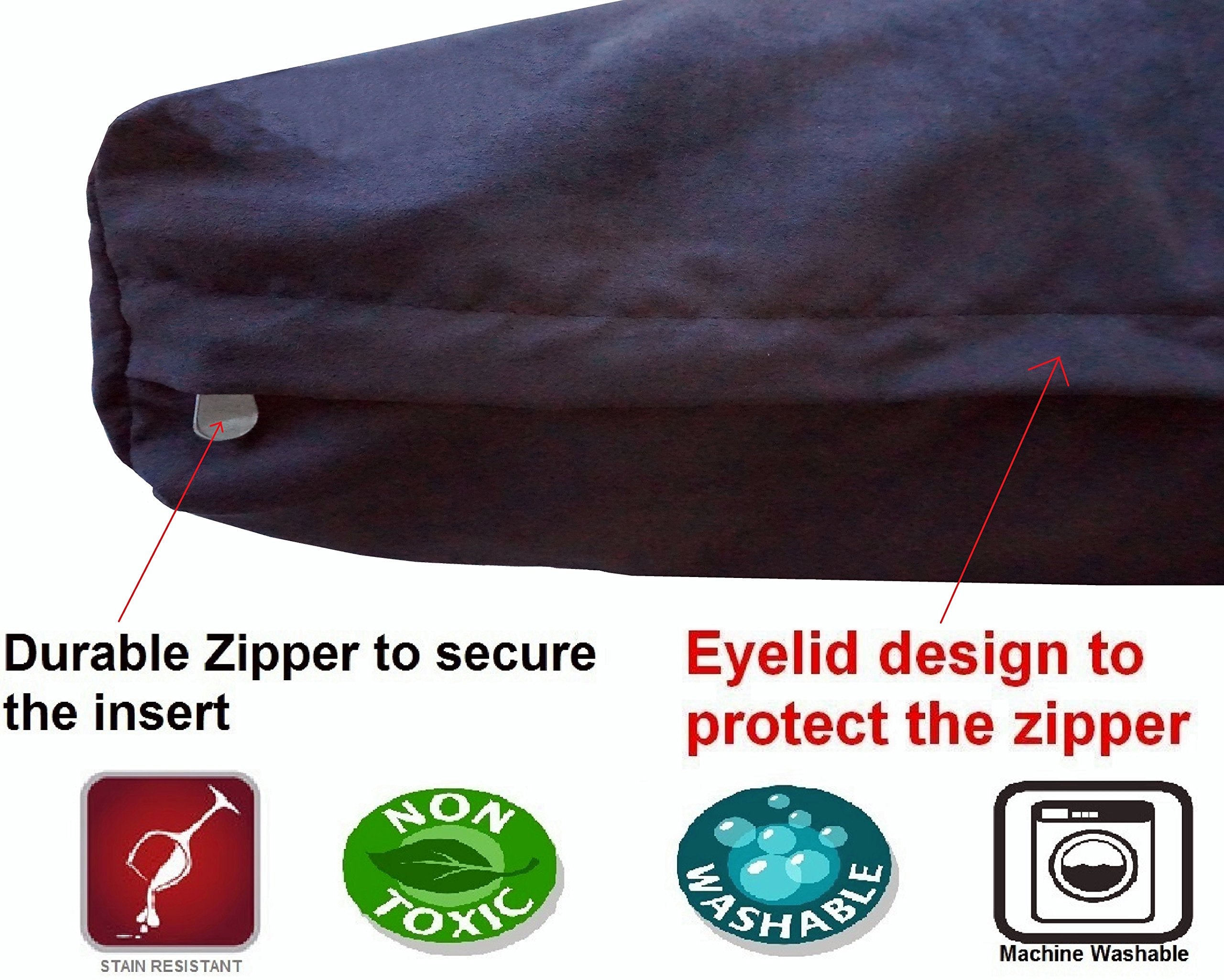Dogbed4Less Medium Memory Foam Dog Bed Pillow With Orthopedic Comfort, Waterproof Liner And Espresso Microsuede Pet Bed Cover 37