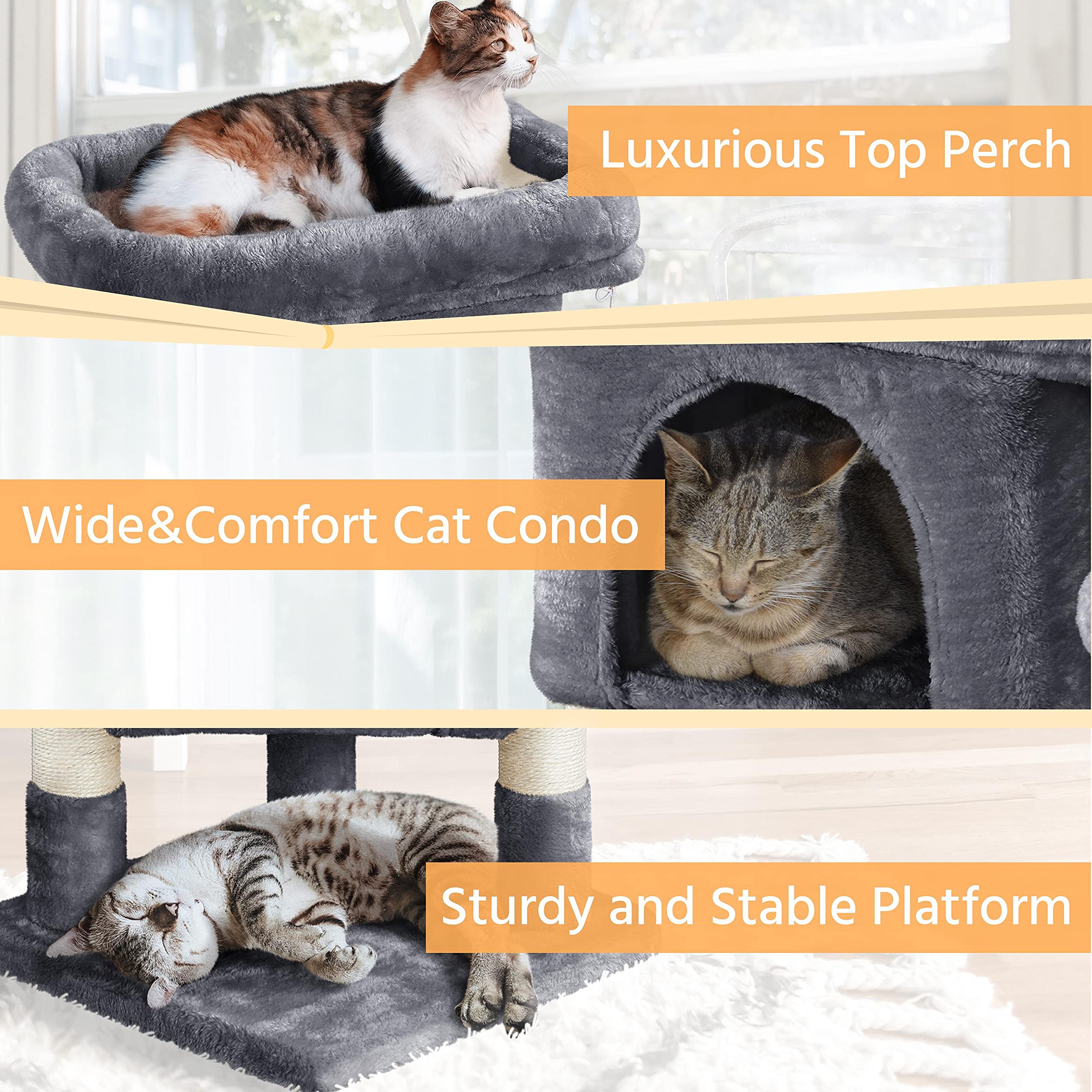 Yaheetech 23.5In Cat Tree Tower, Cat Condo With Sisal-Covered Scratching Posts, Cat House Activity Center Furniture For Kittens, Cats And Pets - Dark Gray
