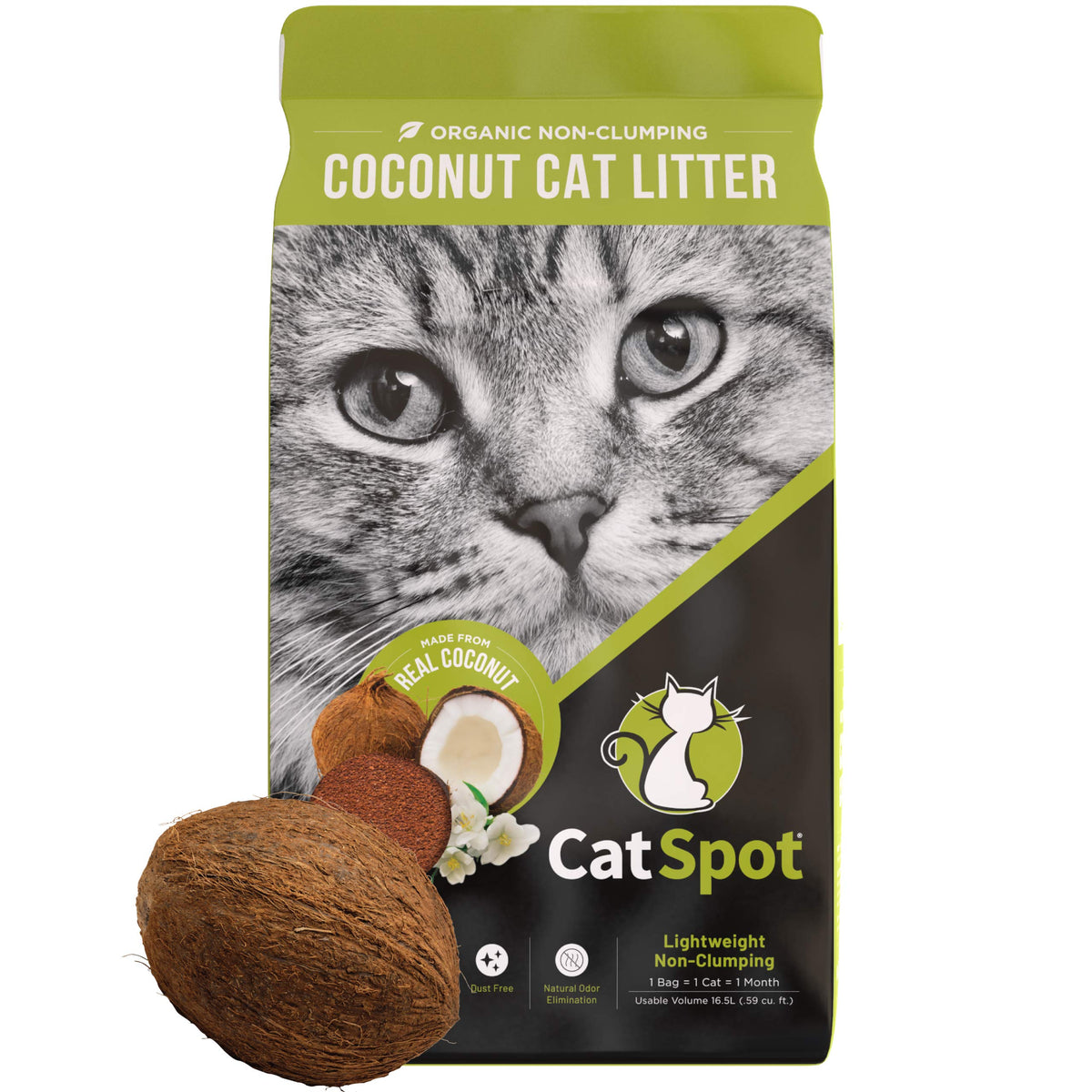 Catspot Litter, Non-Clumping Formula: Coconut Cat Litter, Biodegradable, All-Natural, Lightweight & Dust-Free