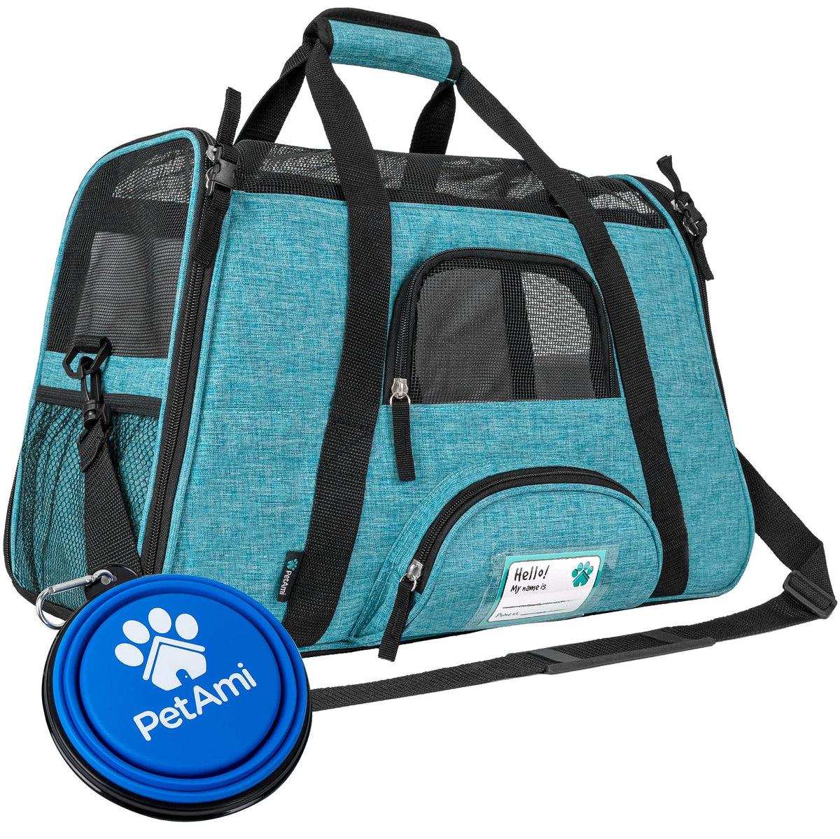 Petami Airline Approved Pet Carrier For Cat, Soft Sided Dog Carrier For Small Dog, Cat Travel Supplies Accessories Indoor Cat, Ventilated Pet Carrying Bag Medium Large Kitten Puppy, Small Heather Blue