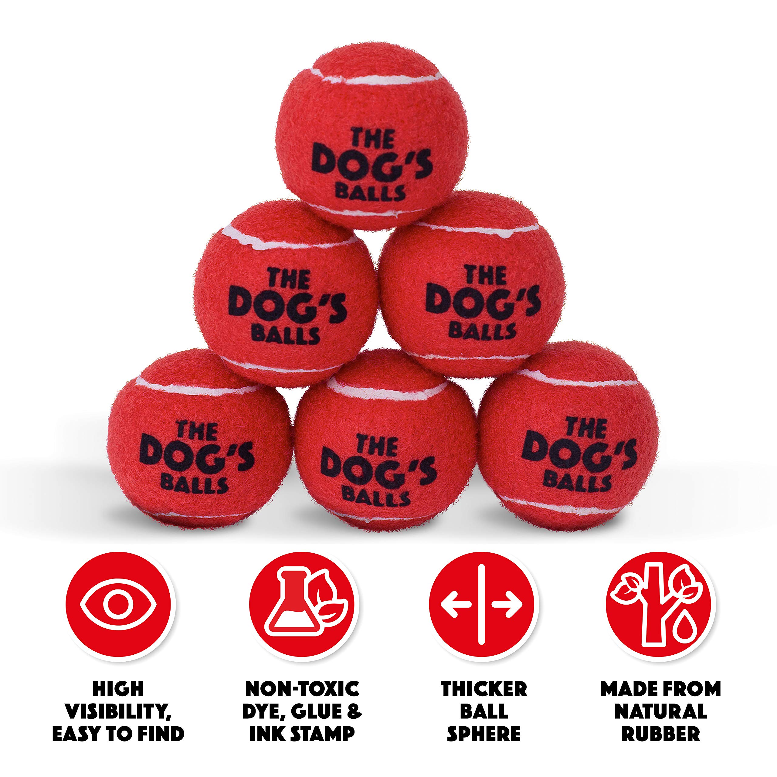 The Little Dog'S Balls, Dog Tennis Balls, 6-Pack Red Dog Toy, Strong Dog & Puppy Ball For Training, Play, Exercise & Fetch
