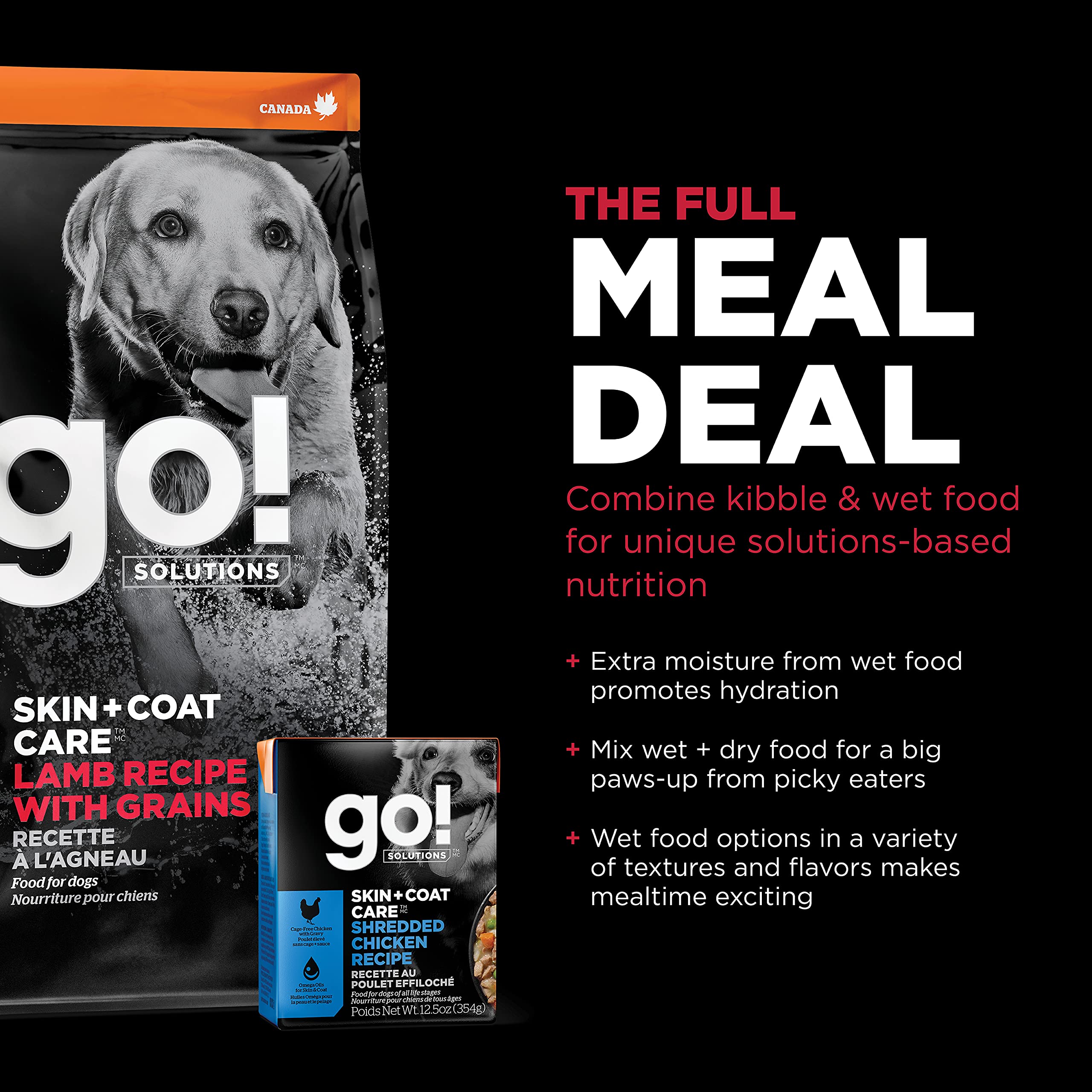 Go! Solutions Skin + Coat Care, Dry Dog Food, Lamb Recipe with Grains, 22 lb Bag