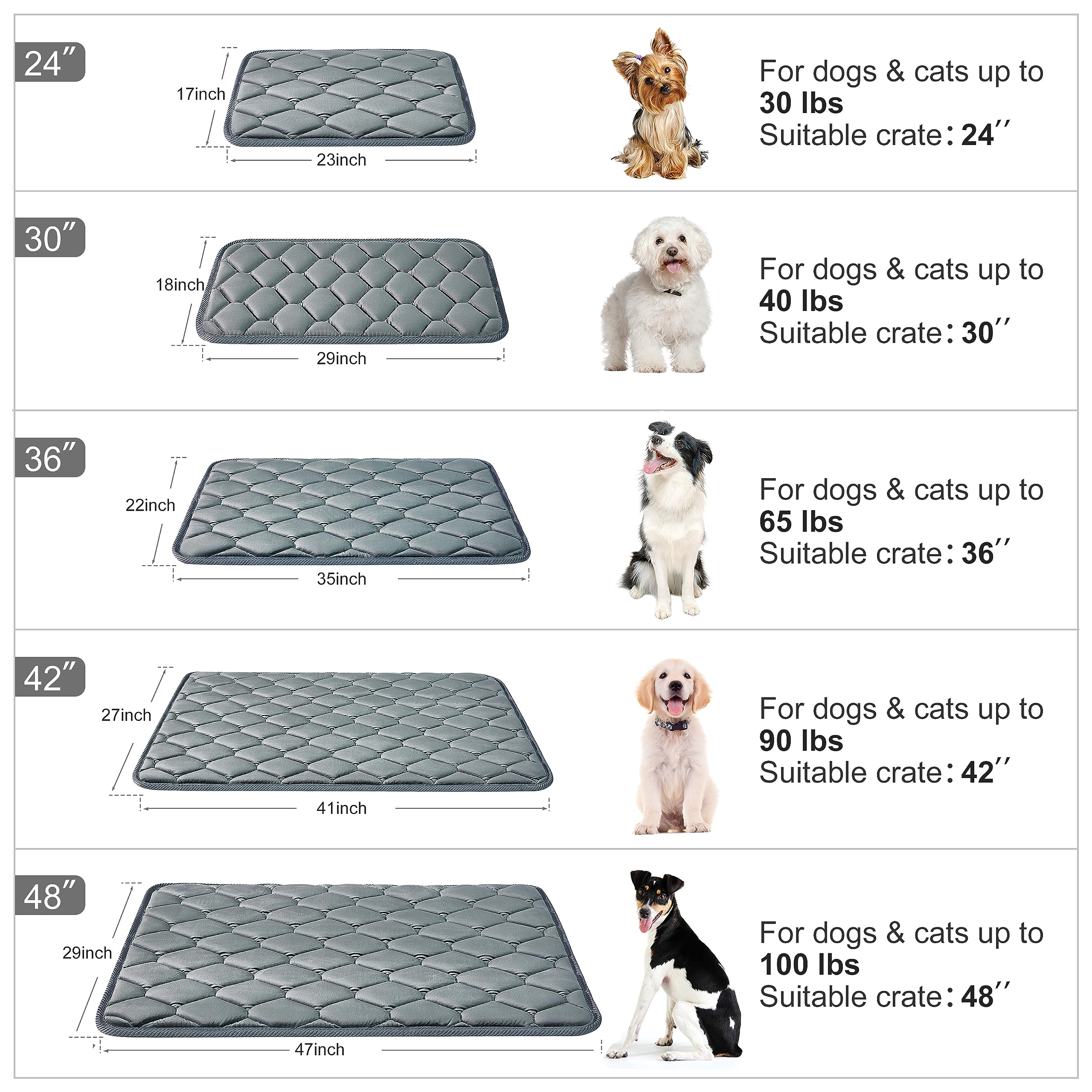 Luckyvo Dog Crate Mats,Soft Kennel Pads Washable With Anti-Slip Bottom,Dog Kennel Pads For Sleeping,Pets Mattress Cat Dog Beds F