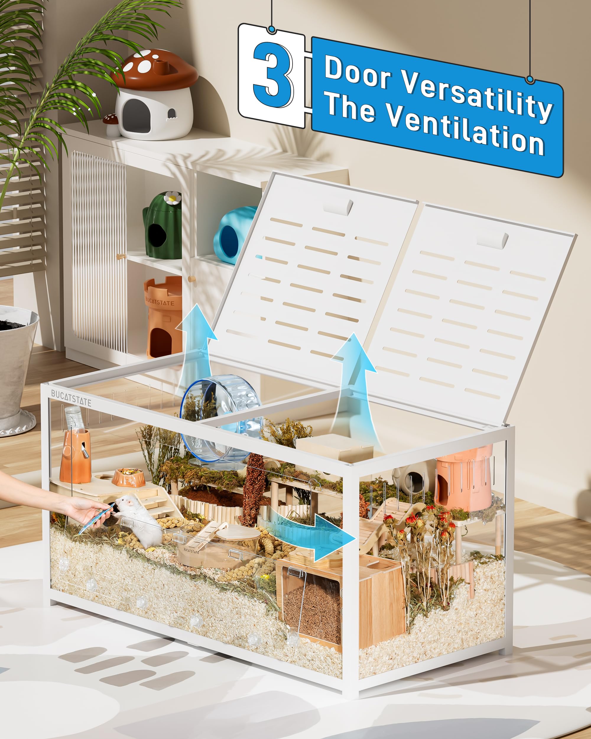 Bucatstate Hamster Cage 3.0: Metal Large Rat Cage Stackable With Top Access Easy Assemble 47L X 23.6W X 25.5H Inches Dwarf Syria