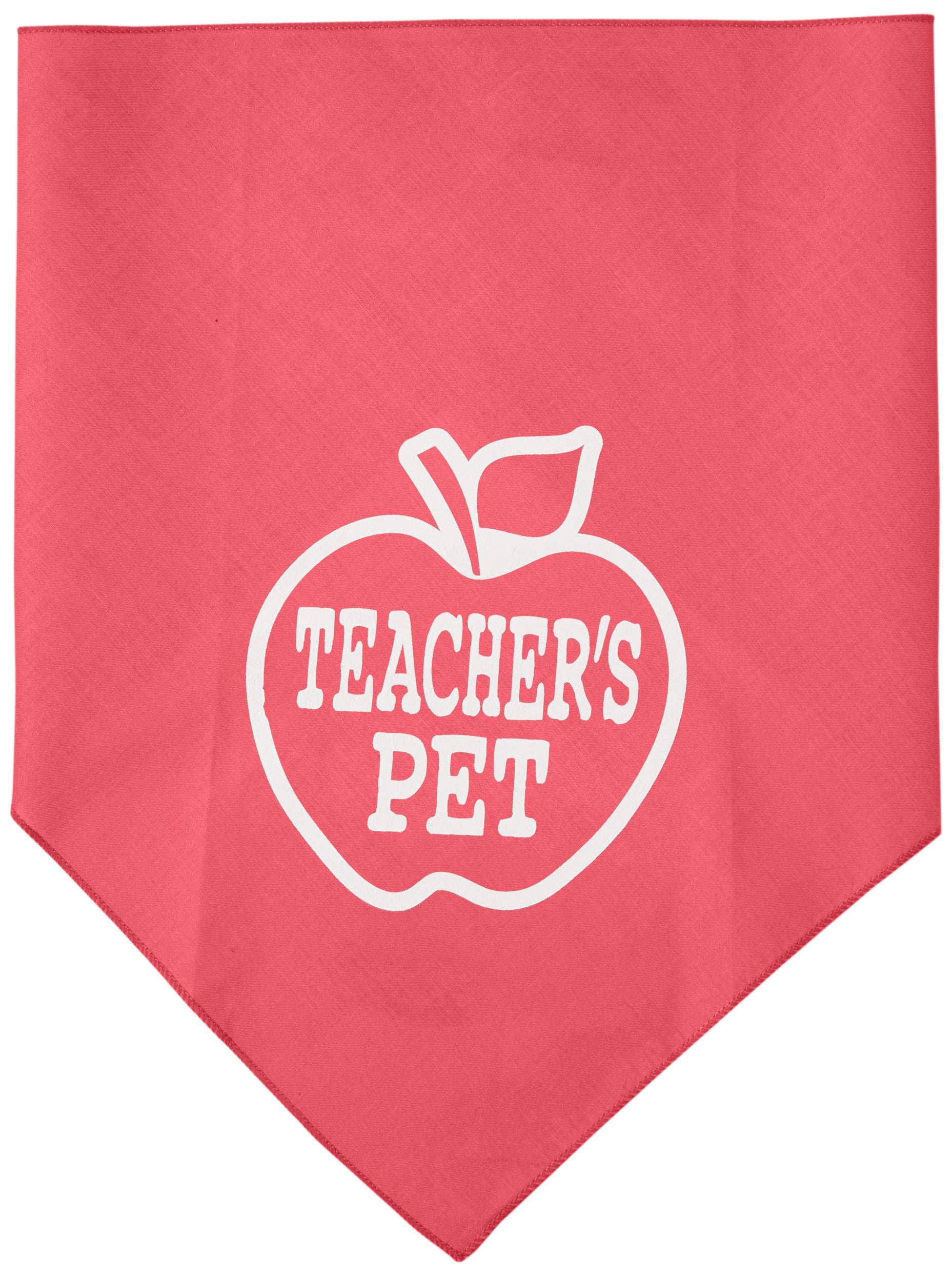 Pet and Dog Bandana Screen Printed, &quot;Teachers Pet&quot; Bright Pink Large