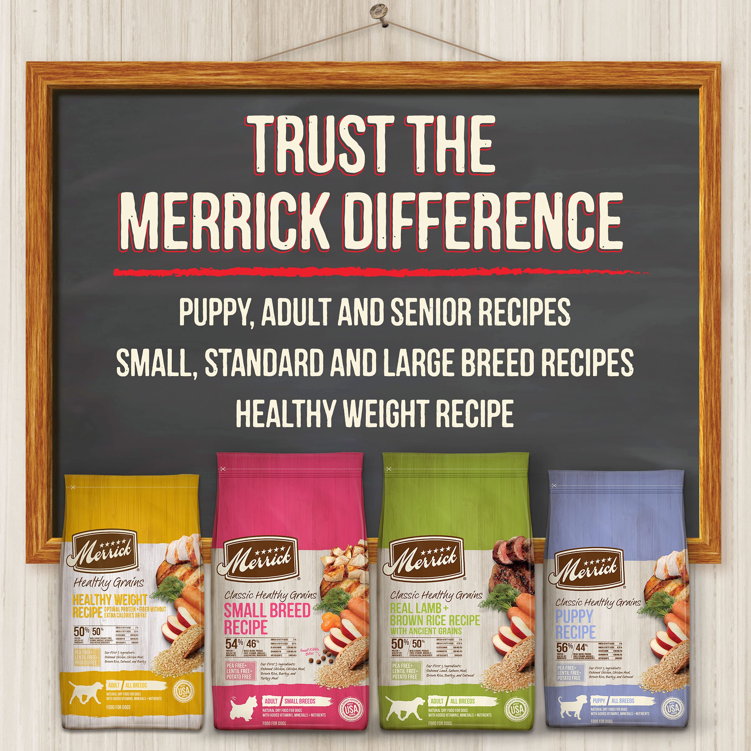 Merrick Healthy Grains Premium Adult Dry Dog Food, Wholesome And Natural Kibble With Lamb And Brown Rice - 12.0 lb. Bag