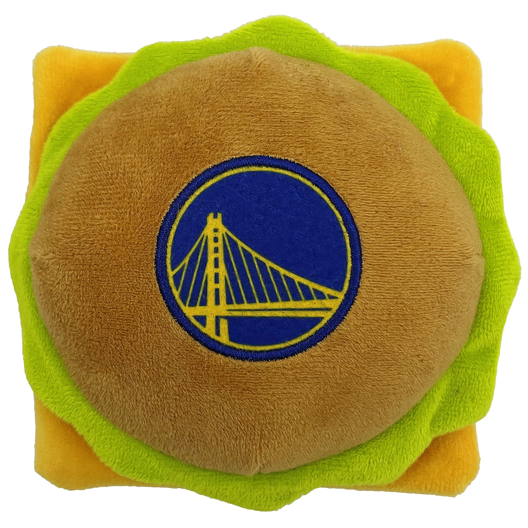 Pets First Nba Golden State Warriors Cheese Burger Plush Dog & Cat Squeak Toy - Cutest Stadium Hamberger Snack Plush Toy For Dog