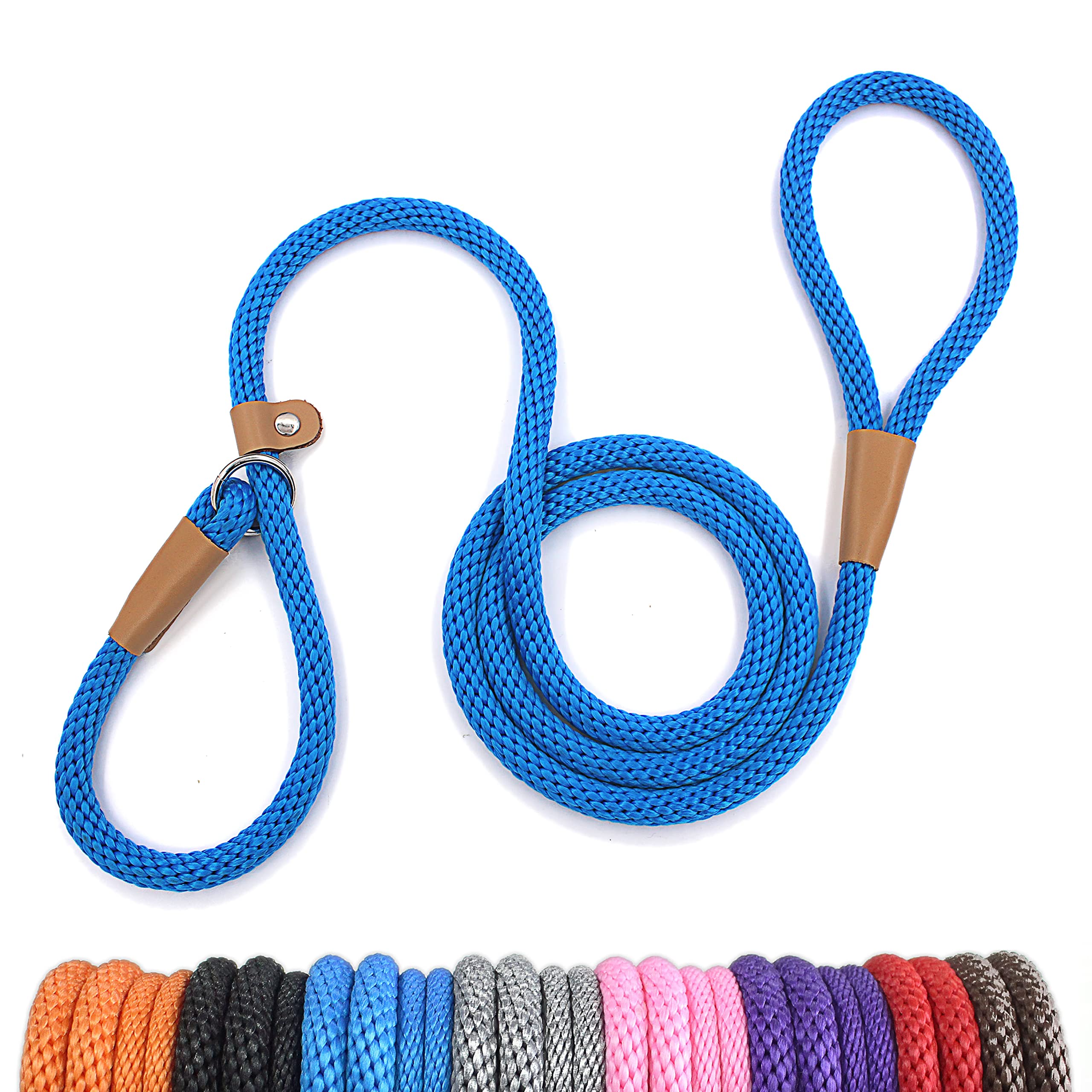 Lynxking Slip Lead Dog Leash 6 Ft X 1/2 Inches Strong Heavy Duty Dog Rope Leash Braided Comfortable Handle For Small Medium Larg