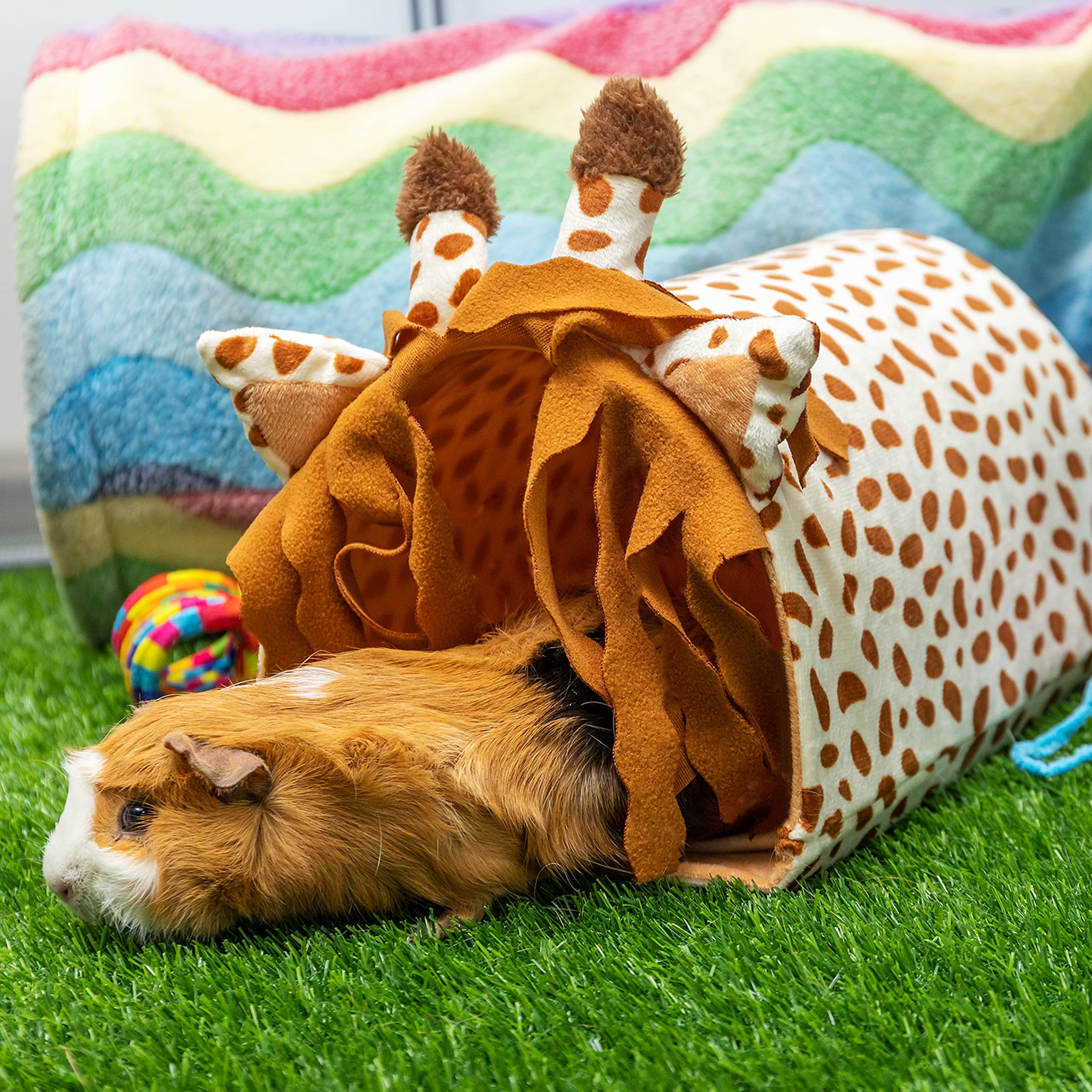 Guinea Pig Hideout - Fleece Tunnel House Cage Accessories For Rat Hamster Hedgehog Chinchilla Small Animal - Playing Sleeping Hunting Resting Washable Tube Bedding Habitats