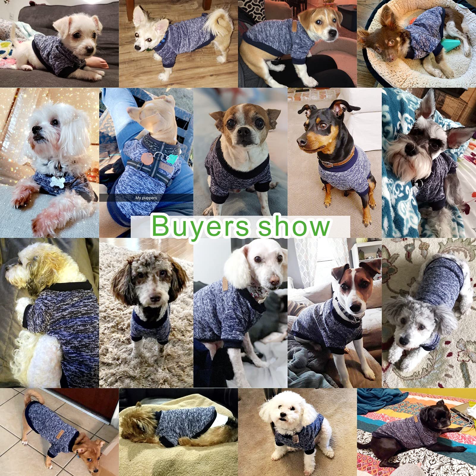 Jecikelon Pet Dog Clothes Dog Sweater Soft Thickening Warm Pup Dogs Shirt Winter Puppy Sweater For Dogs (Navy Blue, M)