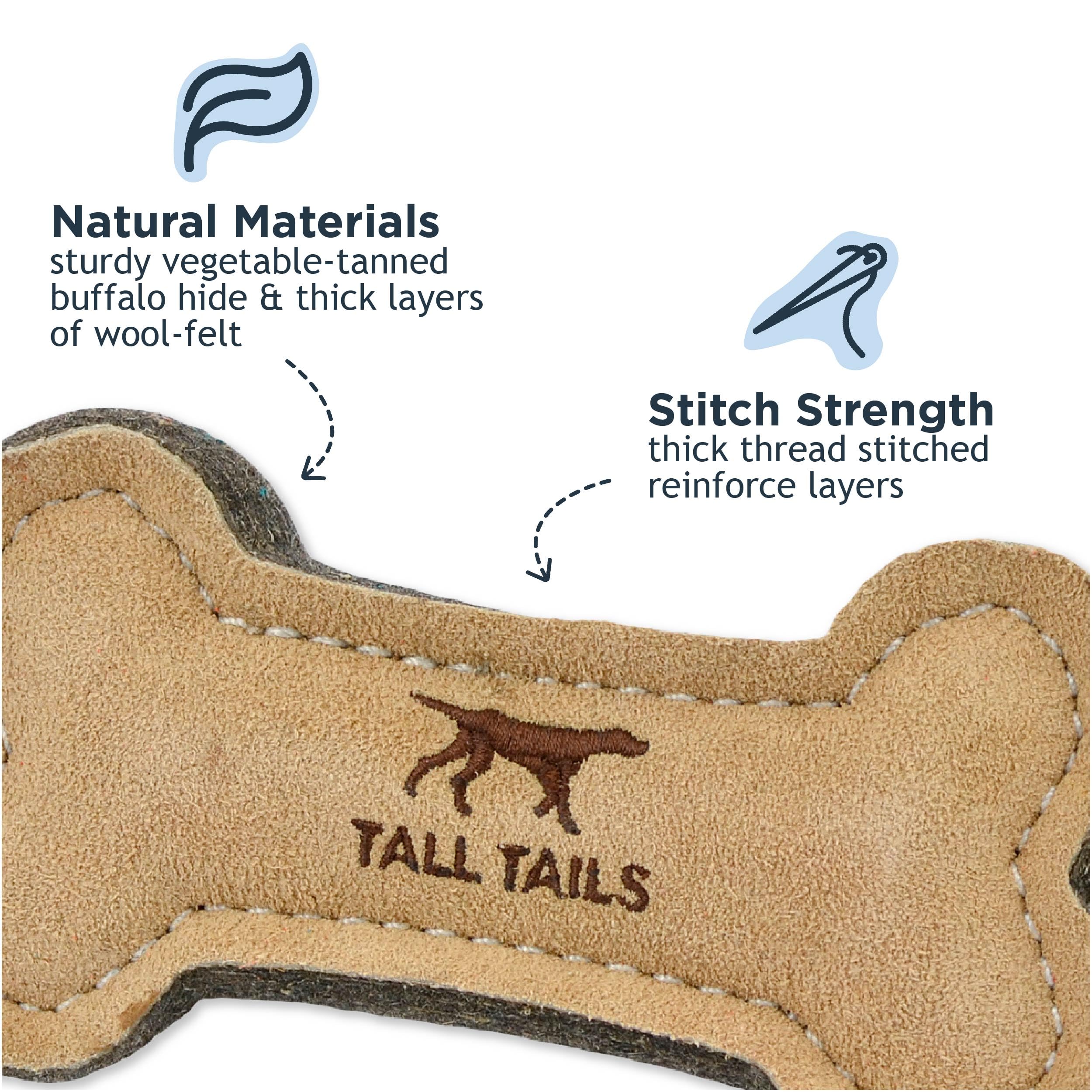 Tall Tails Dog Natural Leather Bone Fetch Toy Gift For Dogs 6 Inches