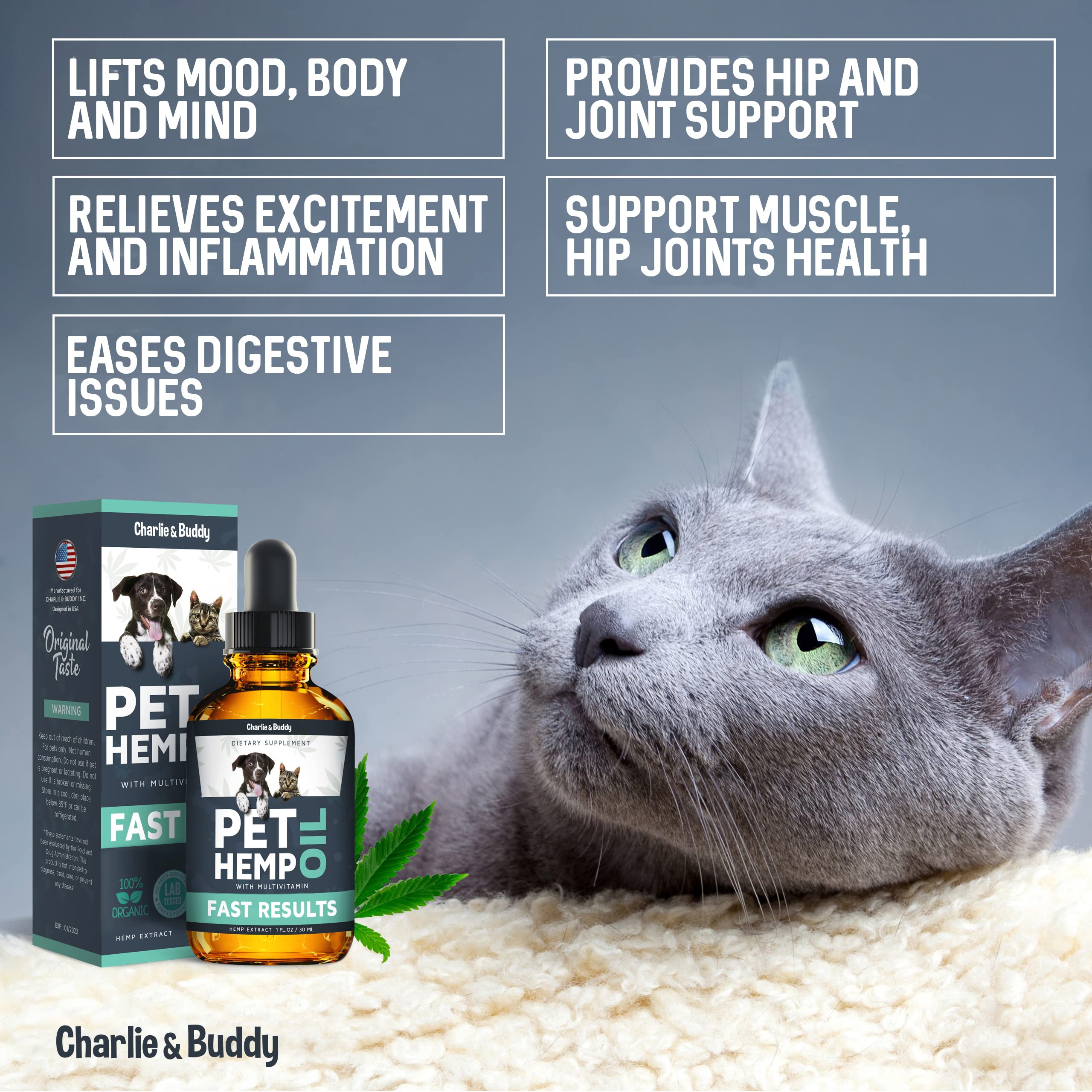 Charlie & Buddy H?mp ?il Dogs Cats - Helps Pets with ?nxi?ty, P?in, Str?ss, Sl??p, ?rthritis, S?izures R?lief - ?i? J?int H?alth