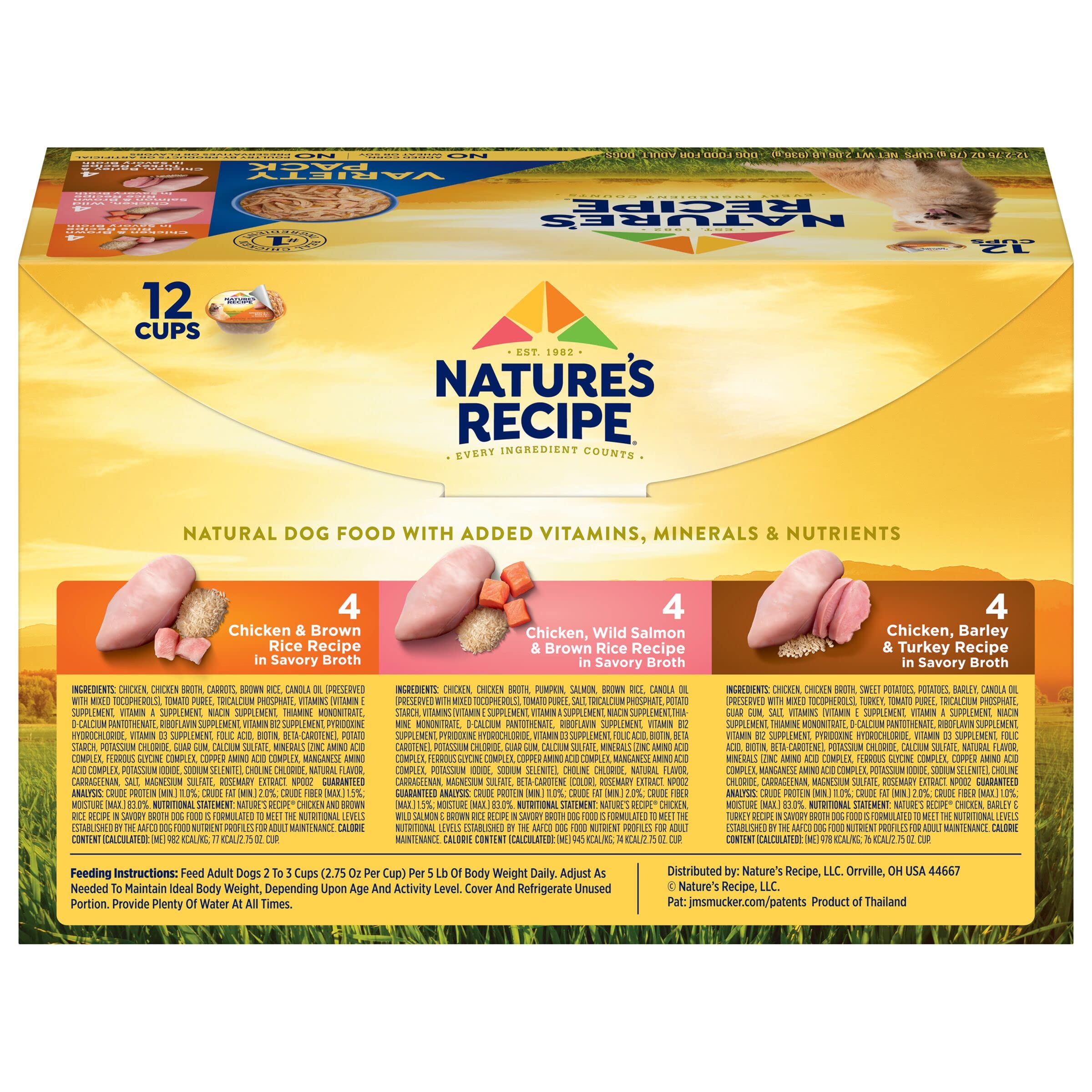 Natures Recipe Wet Dog Food, Variety Pack, 2.75 Ounce Cup (Pack of 12) - Packaging may vary