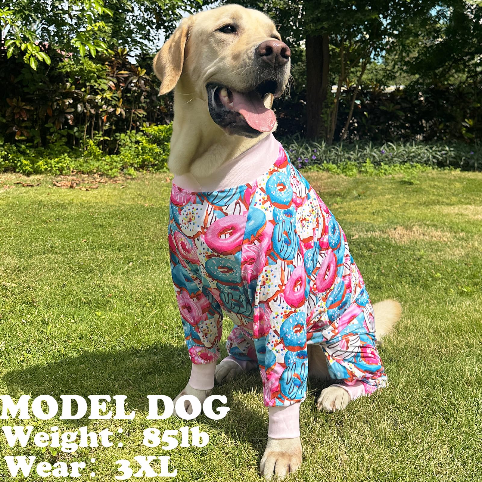 Pripre Dogs Surgery Recovery Suit - Ice Cream Donut Printed Long Sleeve Shirts Soft Pajamas Onesie Jumpsuit - Prevent Licking &