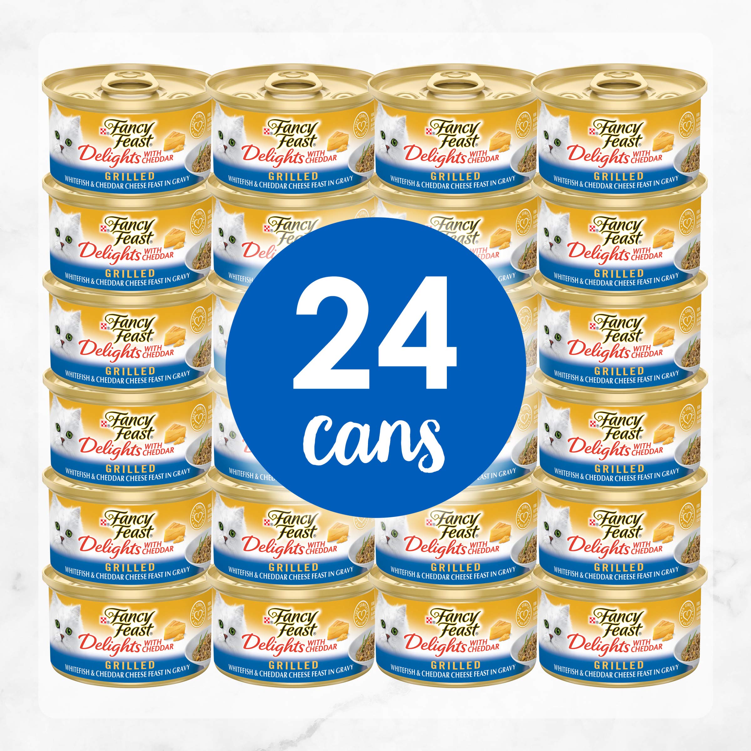 Purina Fancy Feast Delights With Cheddar Grilled Whitefish and Cheddar Feast in Wet Cat Food Gravy Cat Food - (Pack of 24) 3 oz.