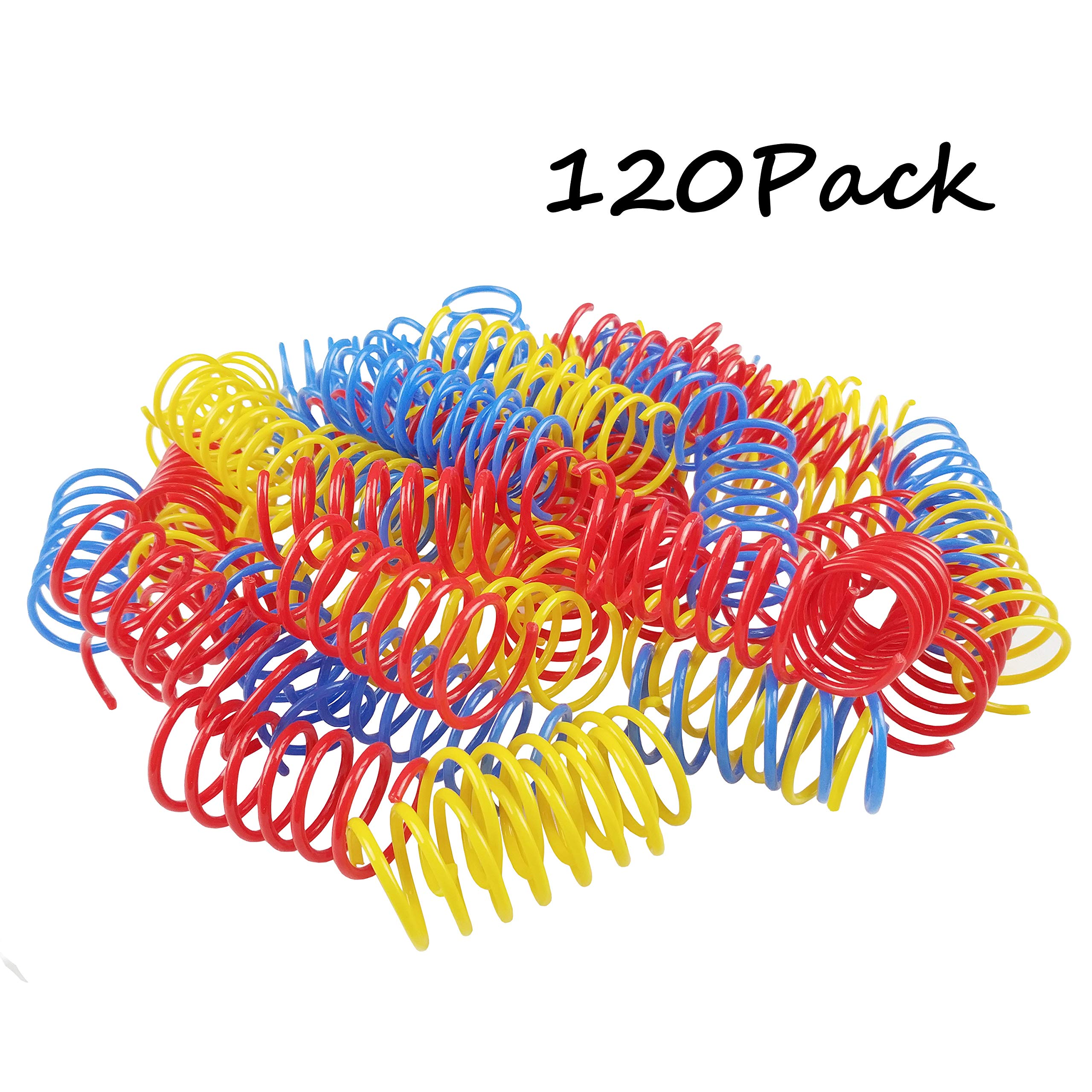 Tamu Style Cat Spring Toys (120 Pack), Plastic Coils For Swatting, Biting, Hunting, And Active Healthy Play, Colorful 2 Inch Spirals