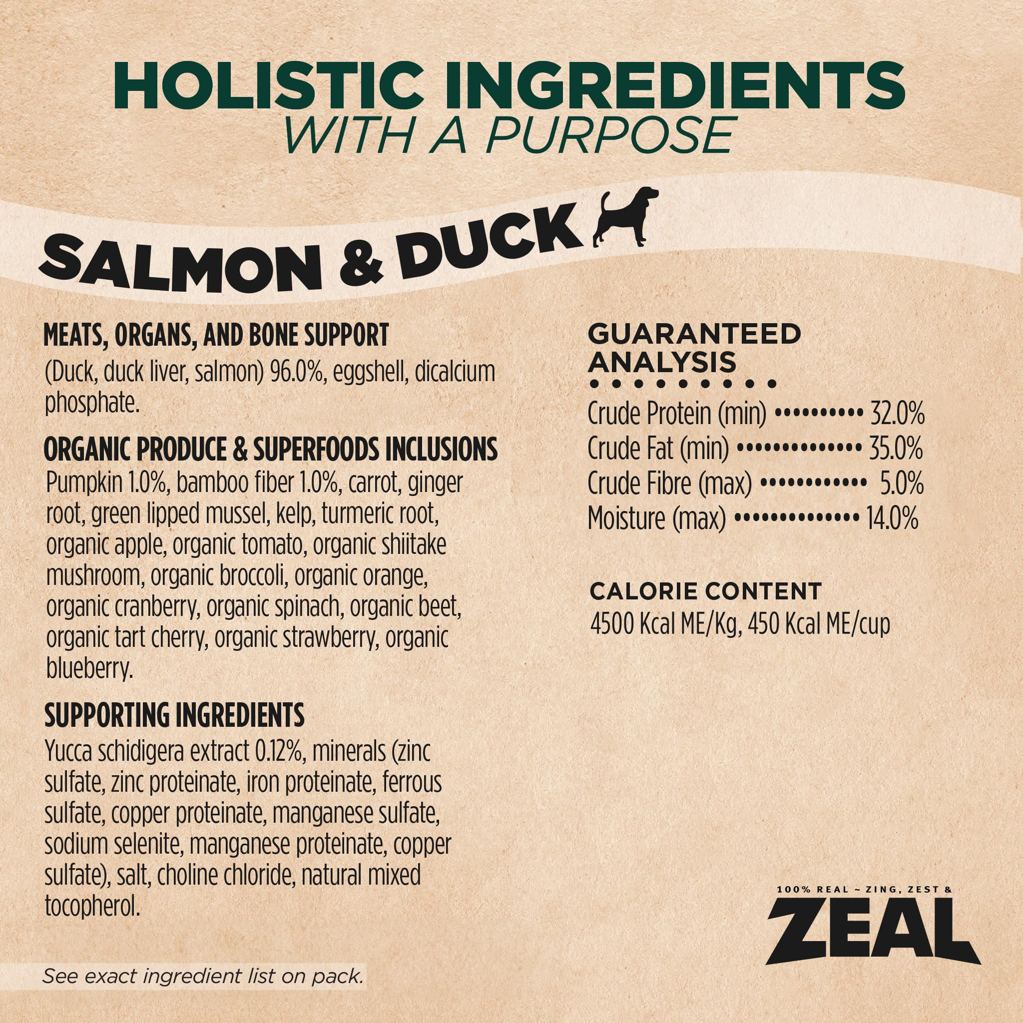ZEAL Air-Dried Salmon & Duck Dog Food - Grain Free, Omega-3 Rich, 1 lb