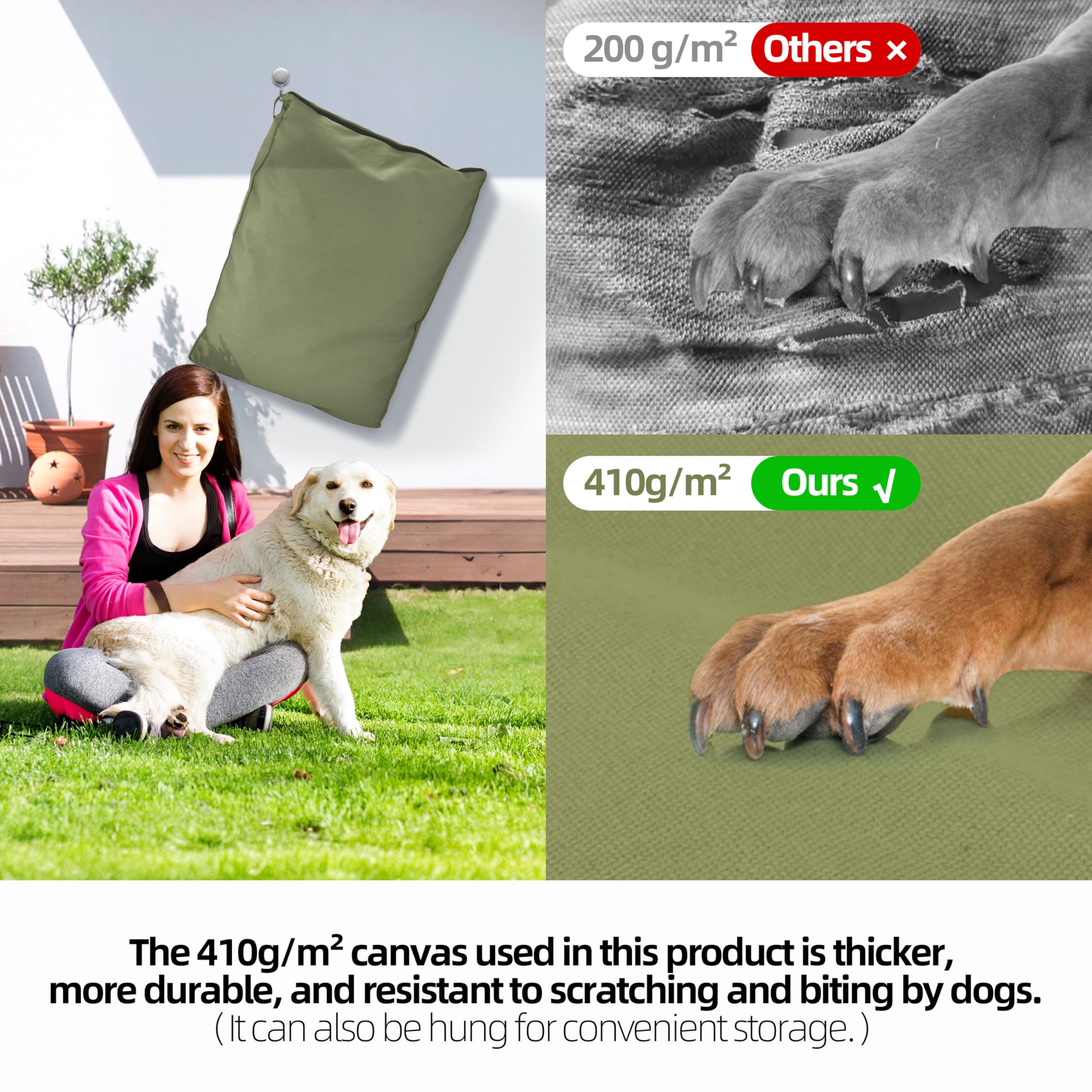 Sytopia 42-Inch Canvas Outdoor Dog Bed - Chew-Proof, Waterproof & Washable With Removable Cover, Ideal For Medium & Large Dogs -