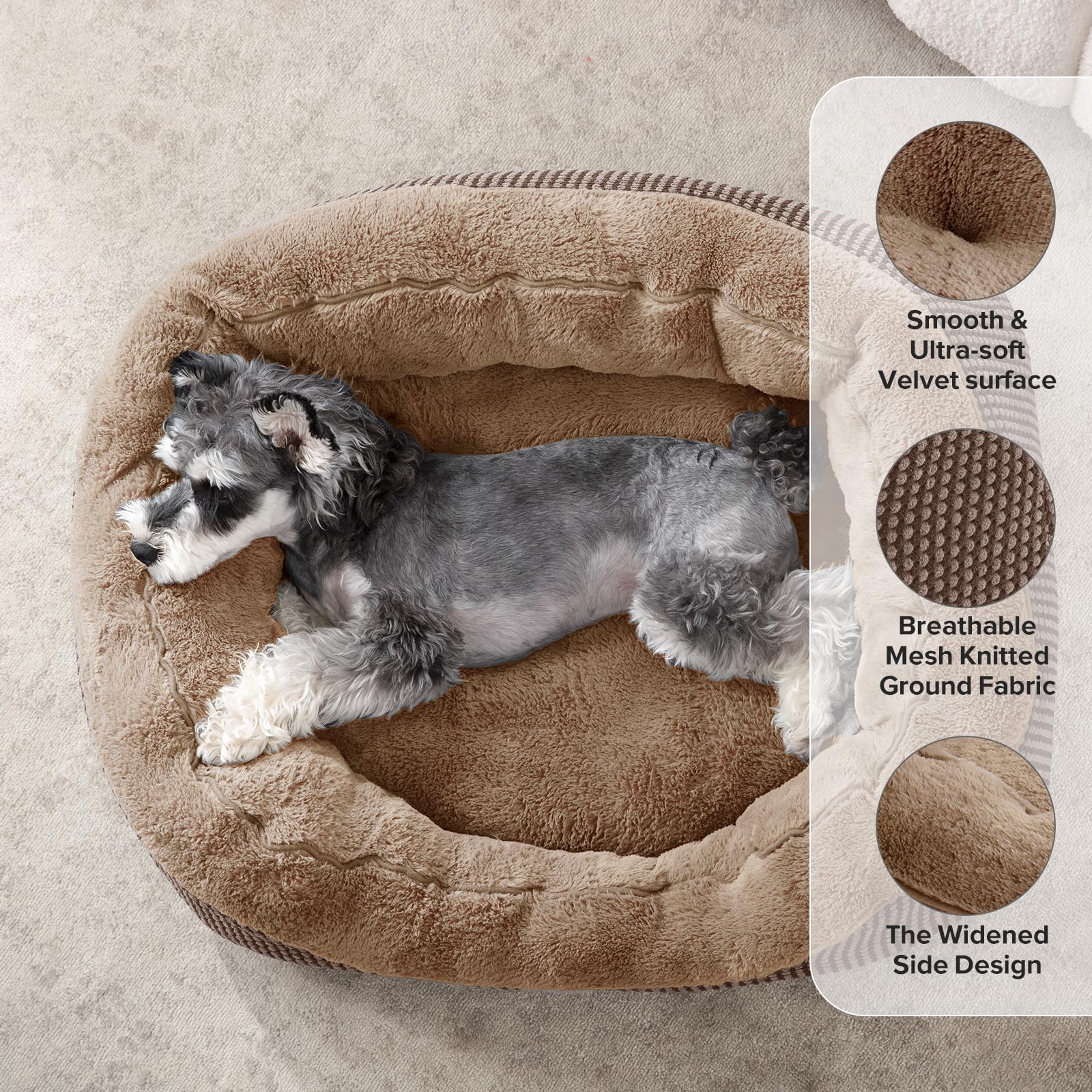 INVENHO Large Dog Beds Large Sized, Washable Orthopedic Warming Soft Sleeping Durable with Anti-Slip Bottom
