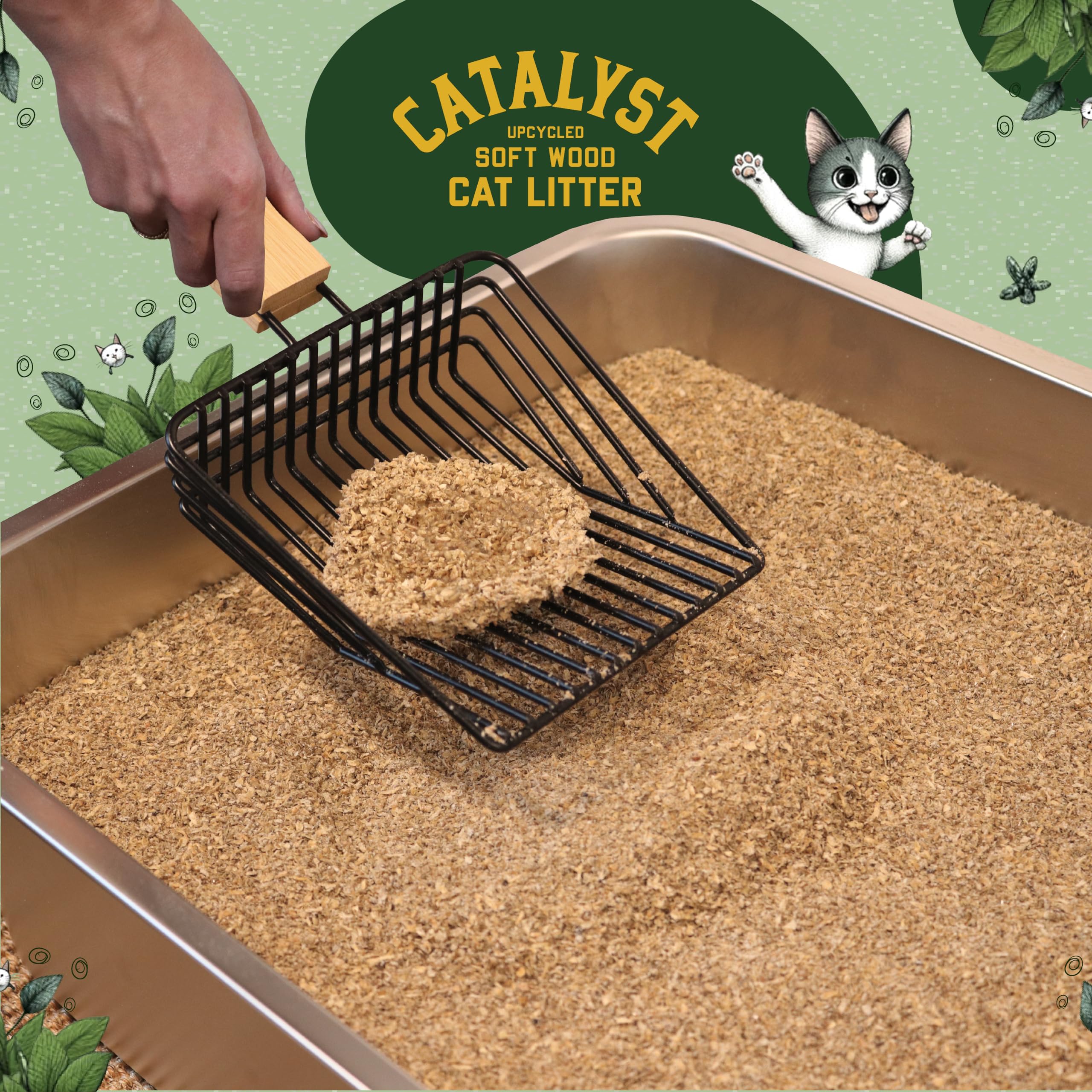 Catalyst Natural Soft Wood Cat Litter (2 Pack, 20Lb Bags) - Superior Odor Control, Strong Clumping, Low Dust, And Biodegradable