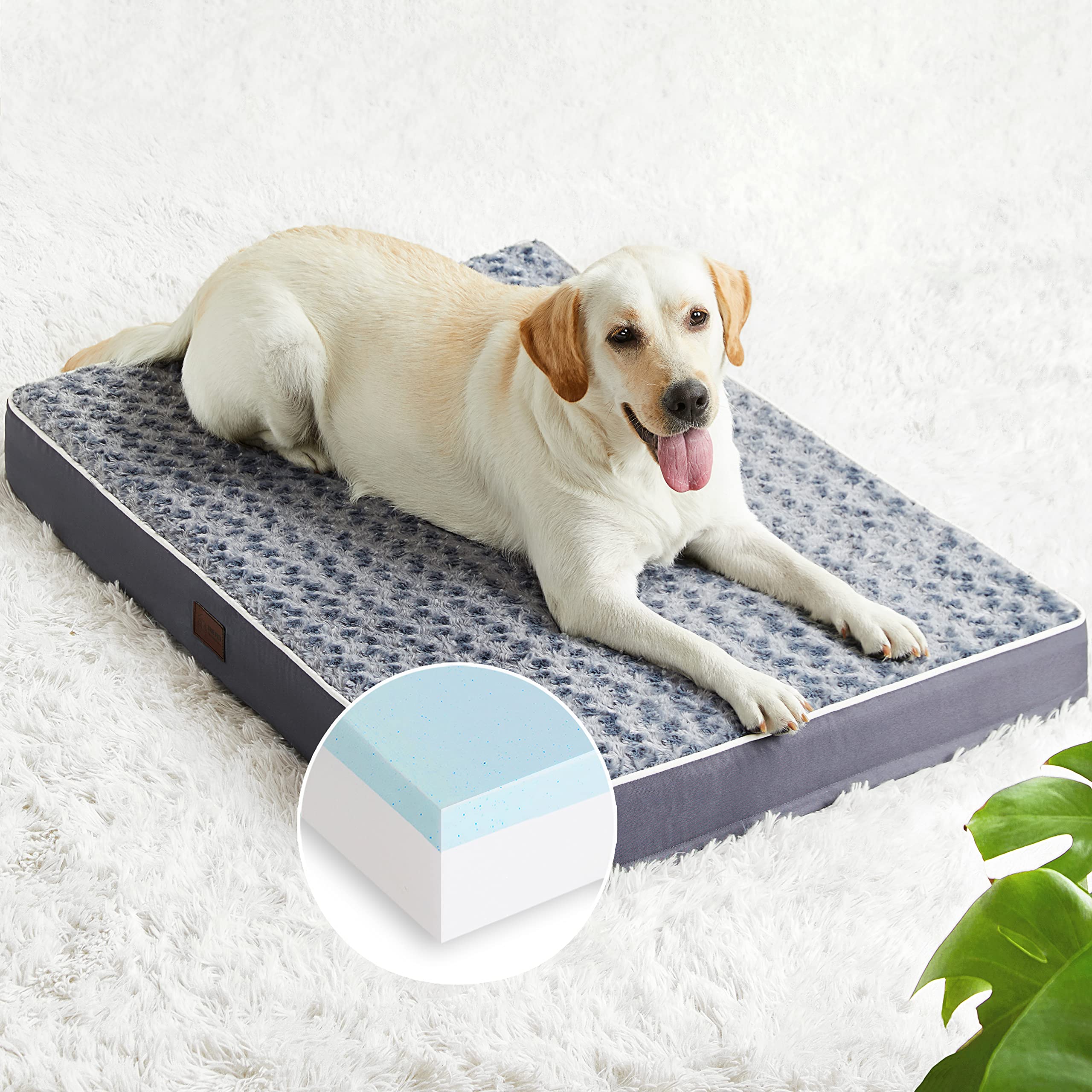 Figopage Orthopedic Memory Foam Dog Bed For Large Dogs, Waterproof Dog Crate Bed, Washable Pet Mat With Removable Cover And Nons