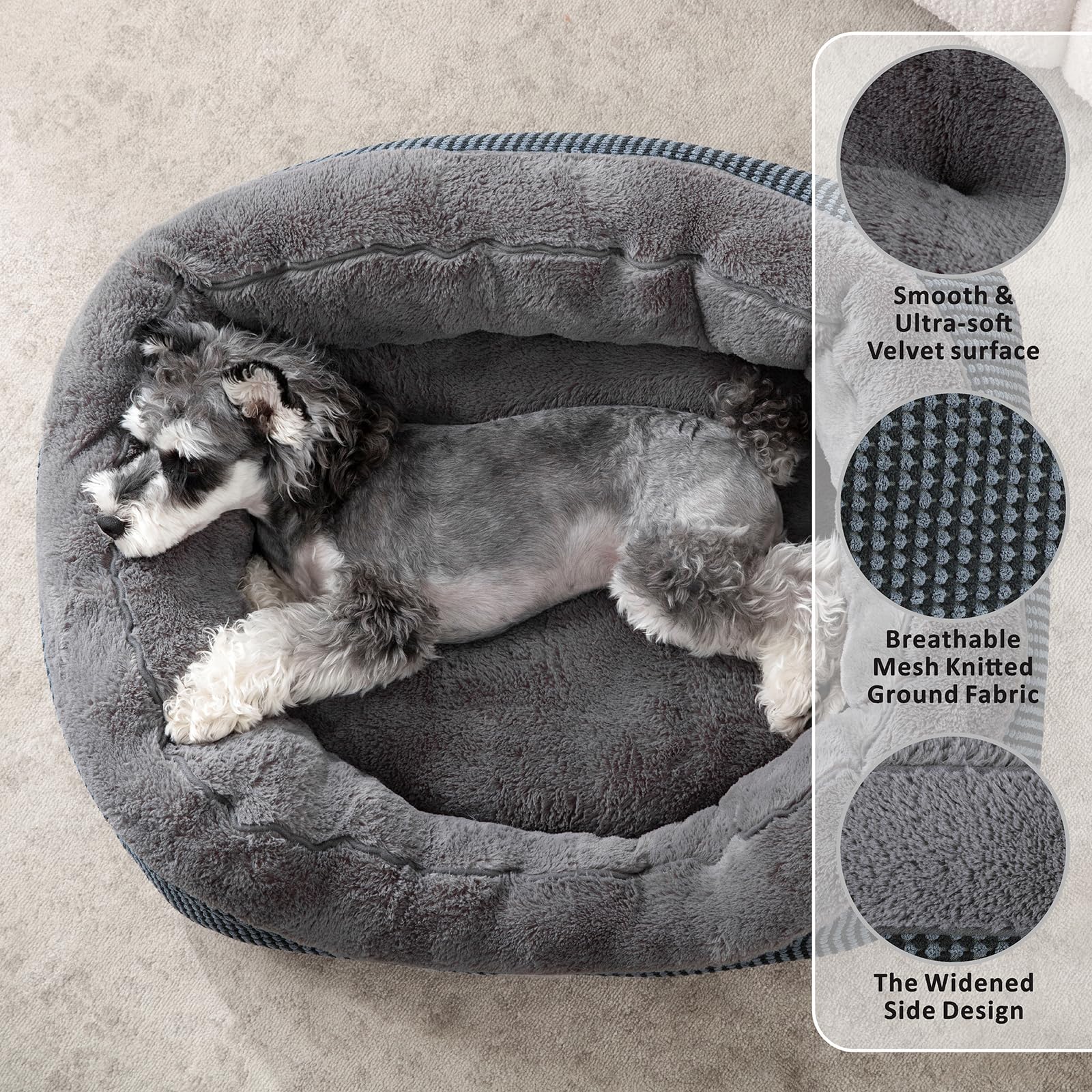 Invenho Calming Orthopedic Dog Bed For Small Medium Dogs, Washable Warming Soft Sleeping Puppy Bed, Durable With Anti-Slip Botto