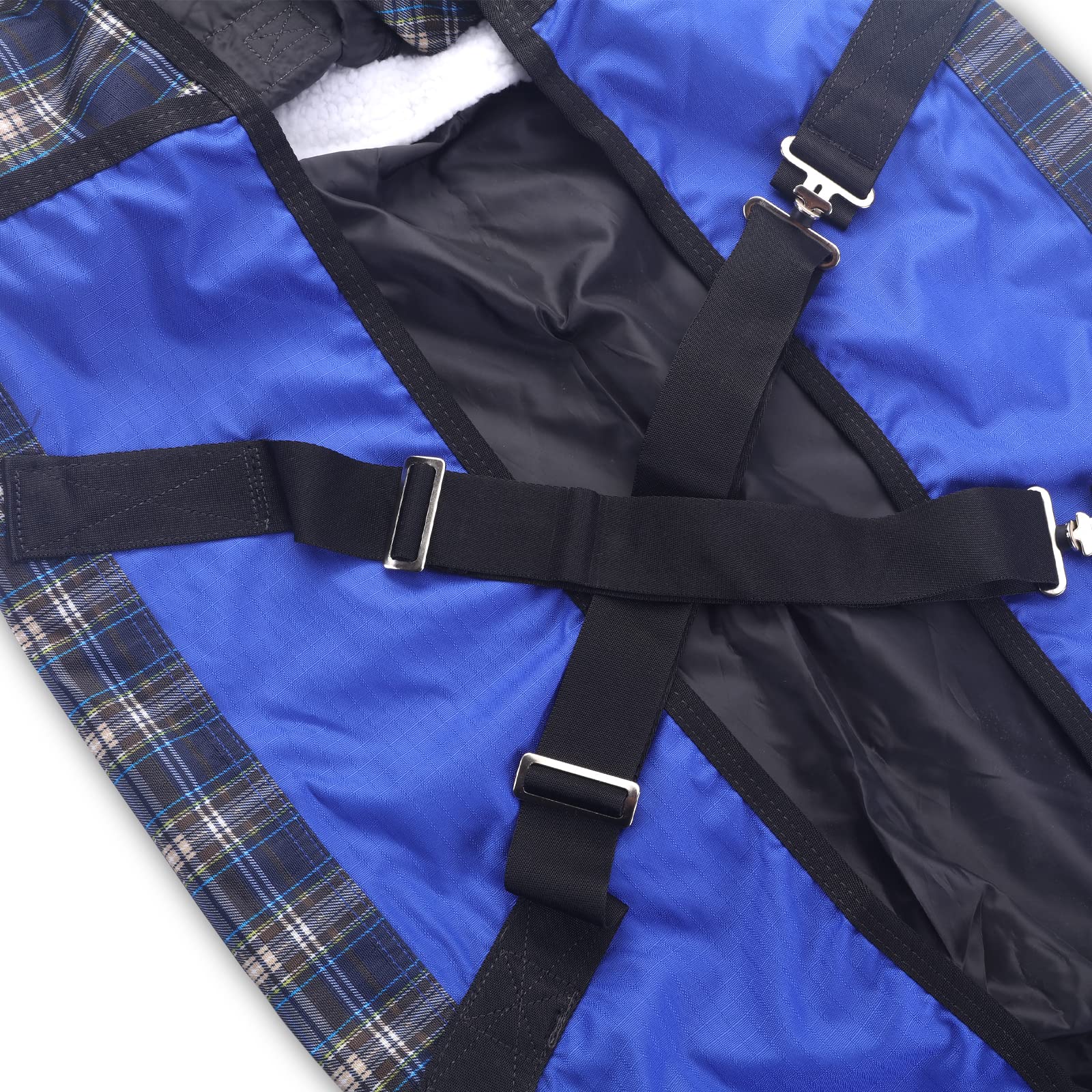 600 Denier Ripstop Poly Waterproof Miniature Horse Sheet, 0G Fill Light Weight Mini Horse Turnout Rain Sheet Blueplaid 36