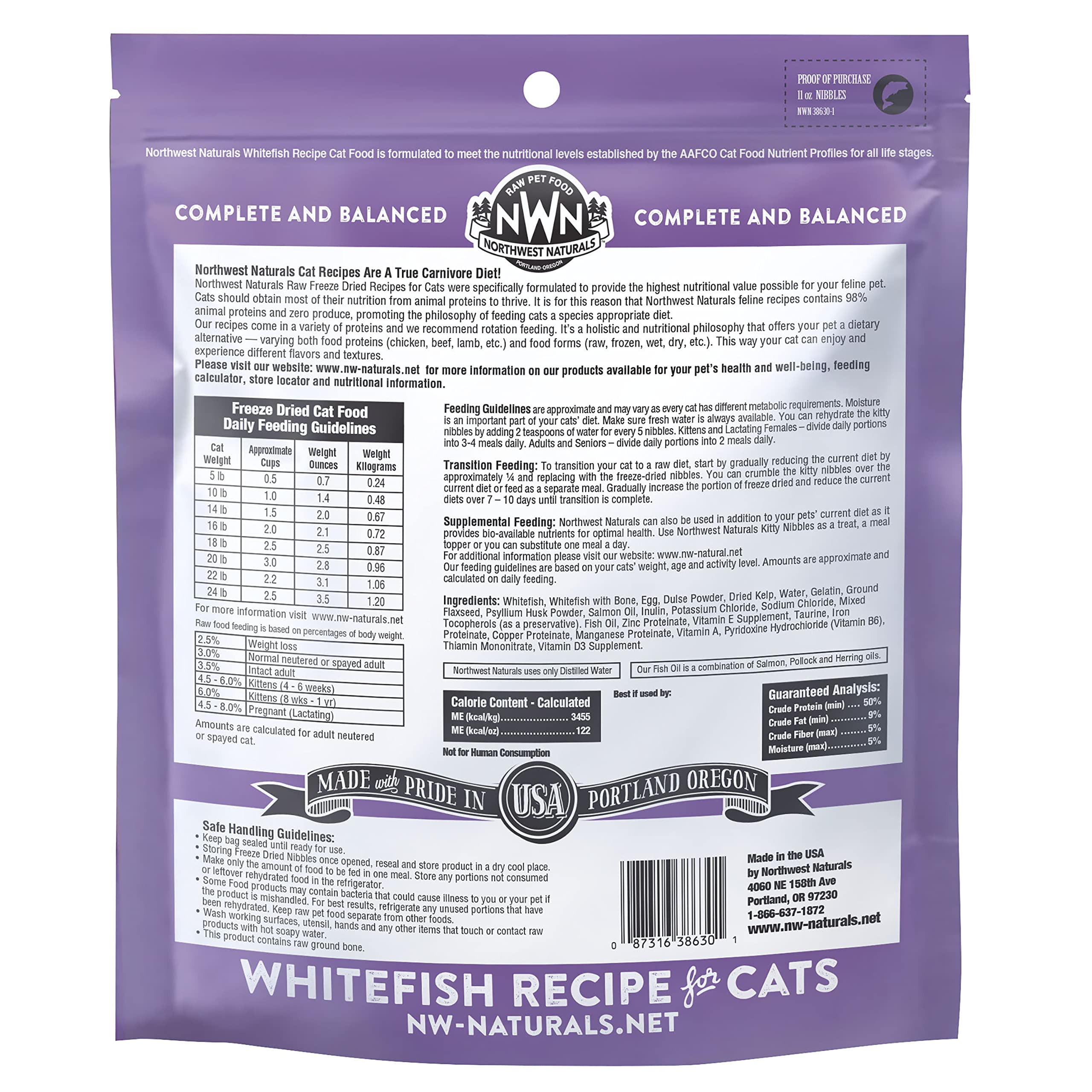 Northwest Naturals Freeze Dried Whitefish Cat Food - Grain-Free, Gluten-Free, 11 Oz. Cat Training Treats