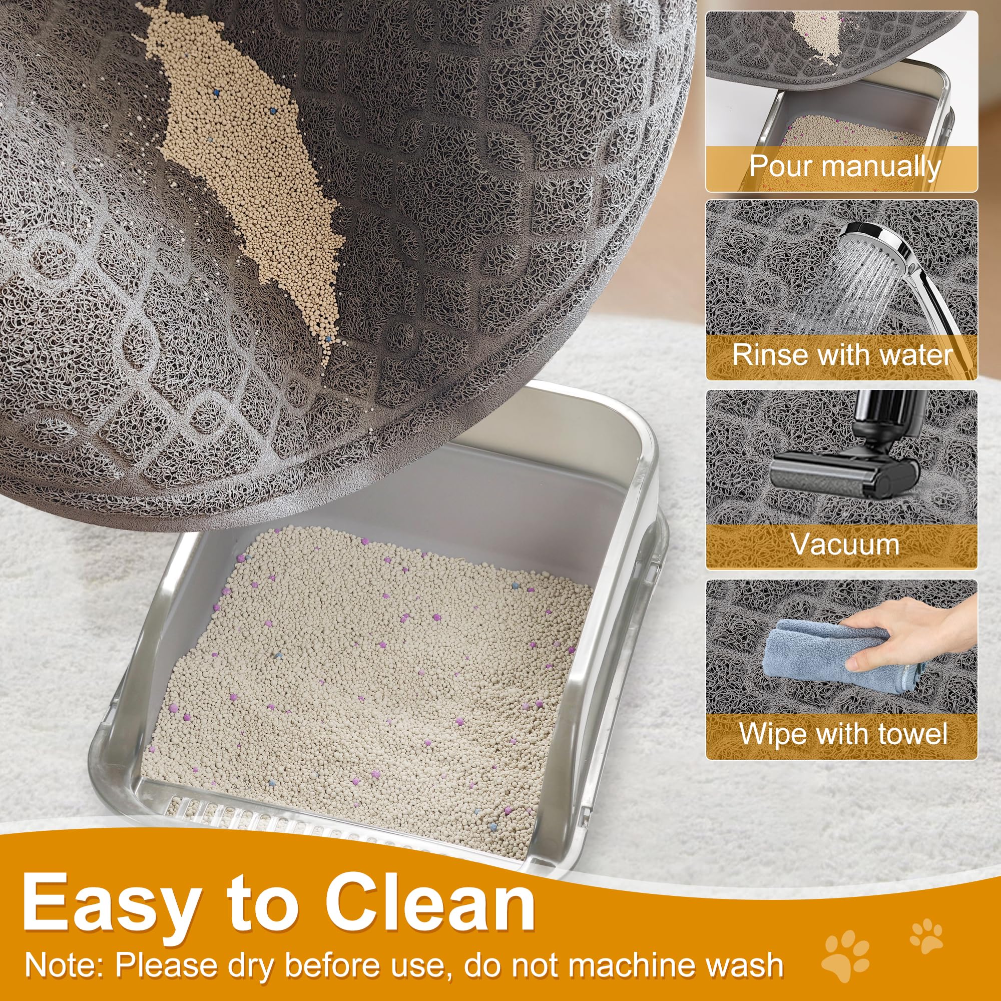 Motsamla Cat Litter Box Mat, 35  x 24  Large Kitty Litter Trapping Mat Keep Floor Clean, Litter Box Mat Scatter Control, Waterpr