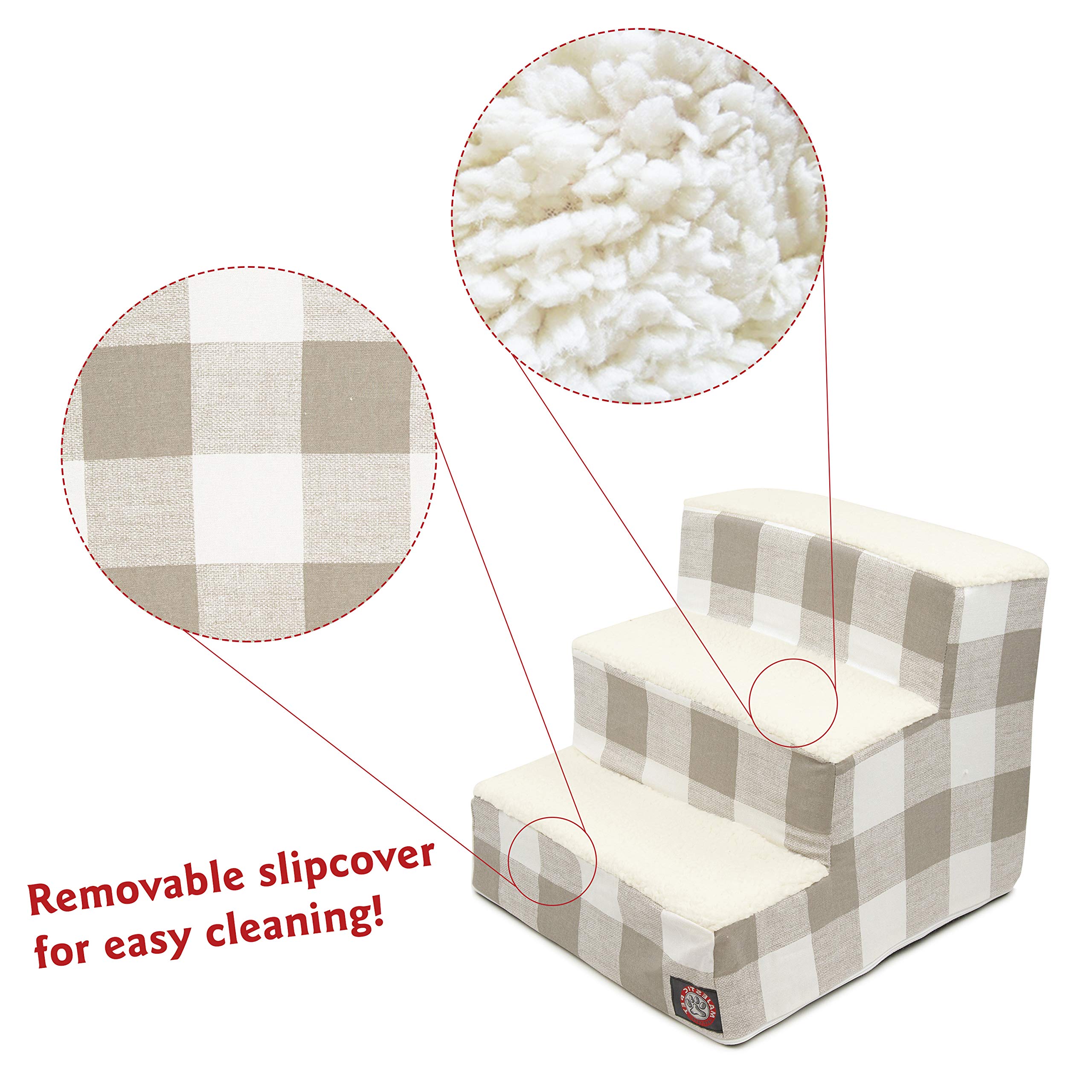 Majestic Pet Anderson Check Portable Lightweight Pet Stairs Step for Cats and Dogs Removable Cover