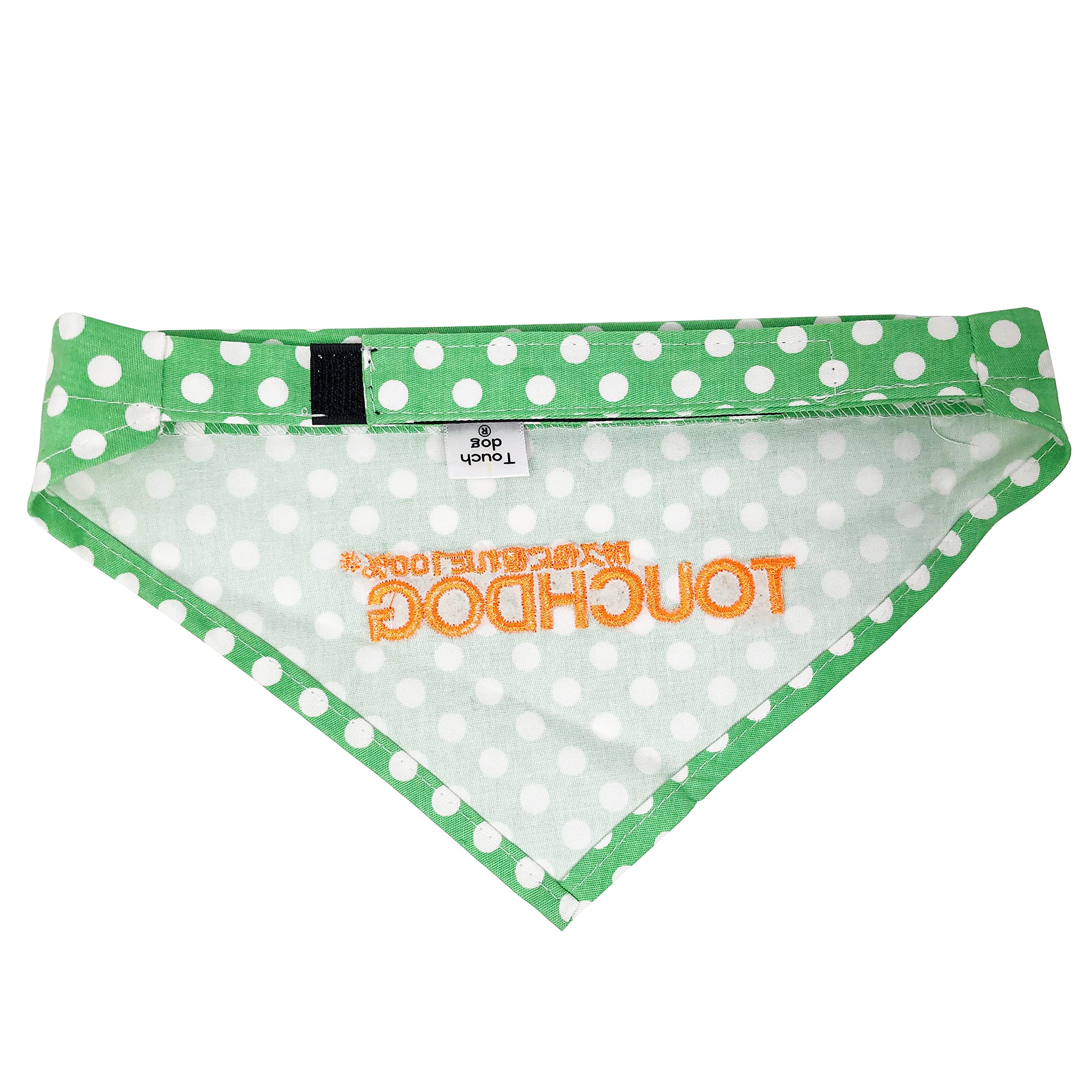 Touchdog Bad-to-the-Bone Polka Patterned Fashionable Velcro Bandana, Large, Green