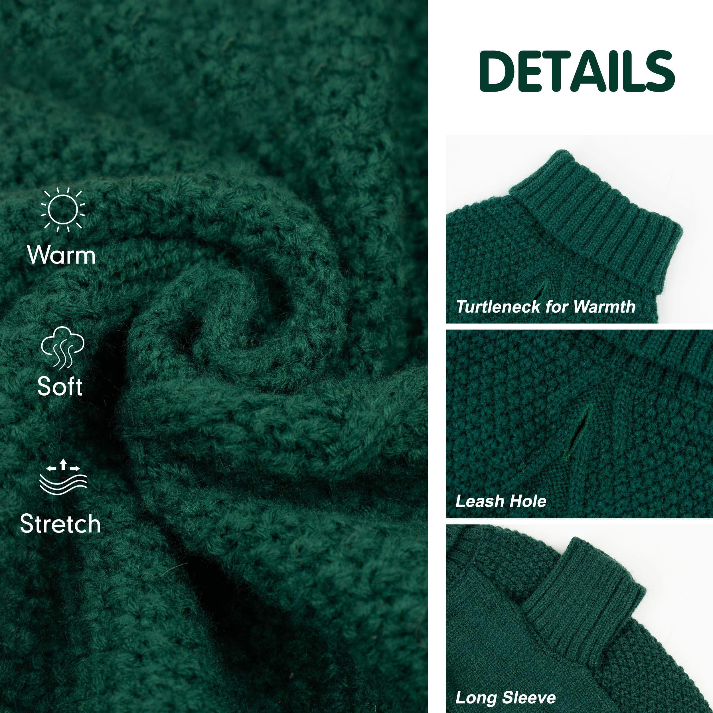 cyeollo Dog Sweater Pullover Turtleneck for Dogs, Classic Knitwear Fall Winter Cold Weather Dog Clothes Warm Pet Apparel Small M