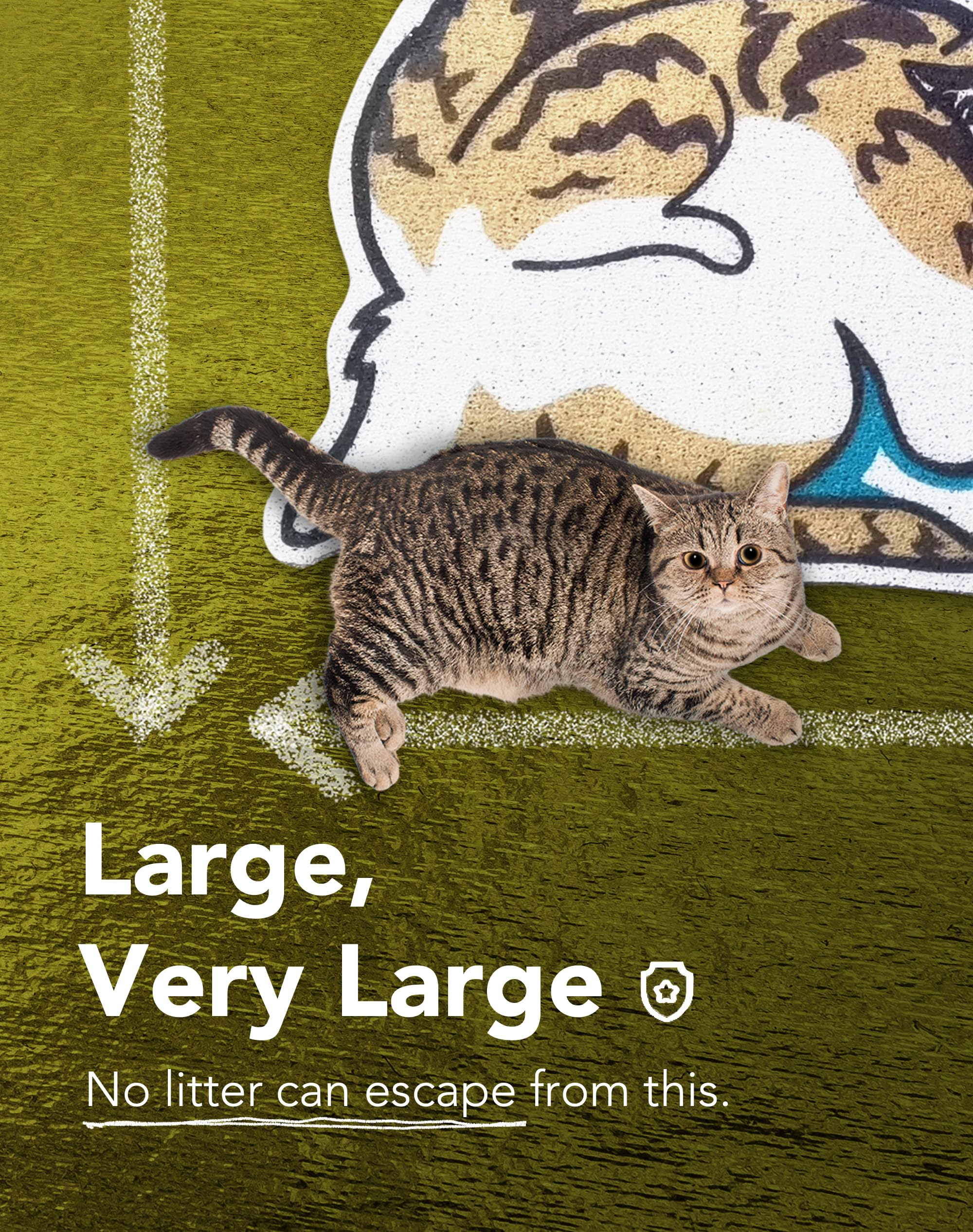 Lukamoo Cute Cat Litter Mat (30X20), Large/L, For Kitty Litter & Cute Cat Litter Box, Litter Trapping Mat (Mackerel Tabby)