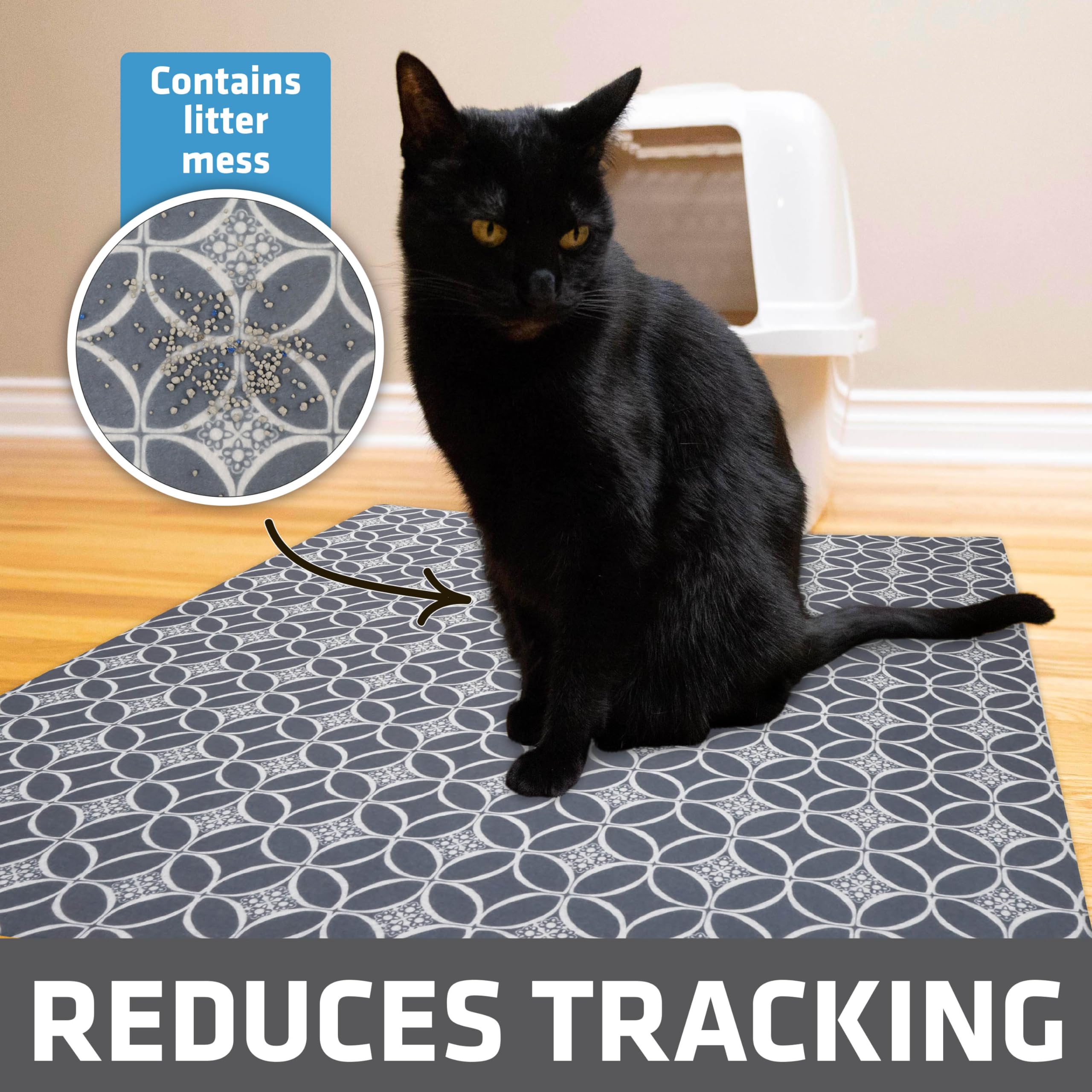 Drymate Original Cat Litter Mat, Contains Mess From Box, Protects Floors, Urine-Proof, Machine Washable, Soft On Kitty Paws, Absorbent, Waterproof (Usa Made, Recycled Content) (29”X36”)(Indigo Grey)