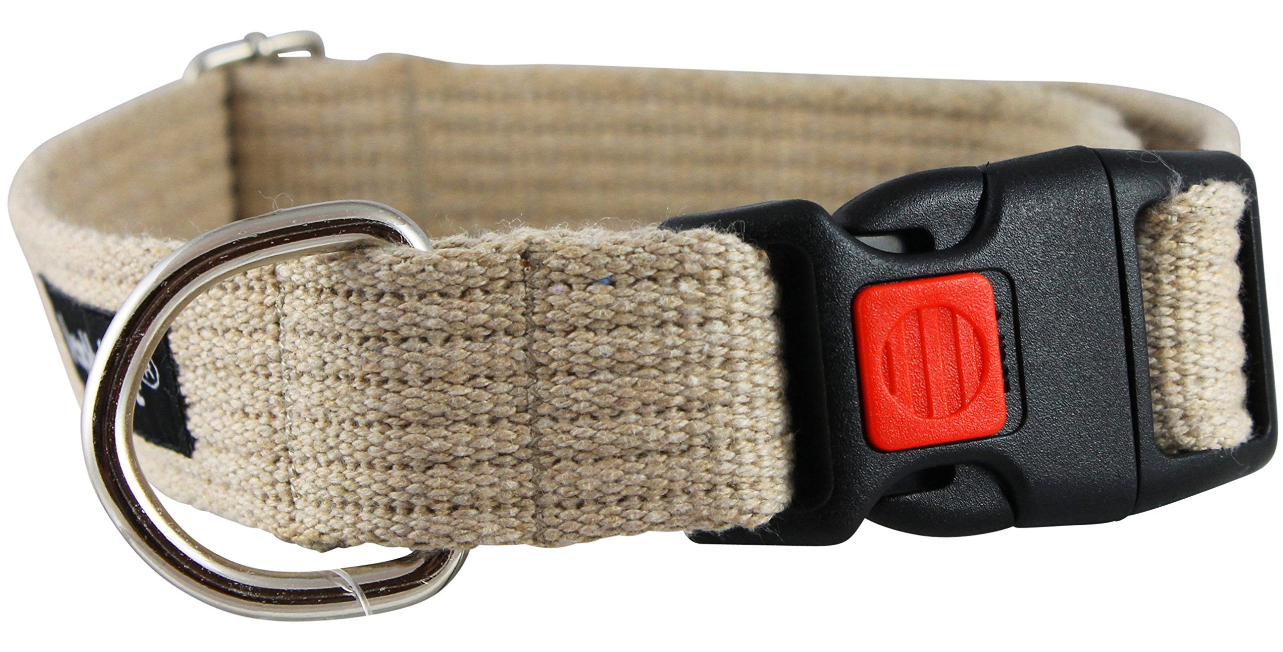 Cotton Web Adjustable Dog Collar With Locking Device 4 Sizes Beige (Large: Neck 16'-23'; Width 1')