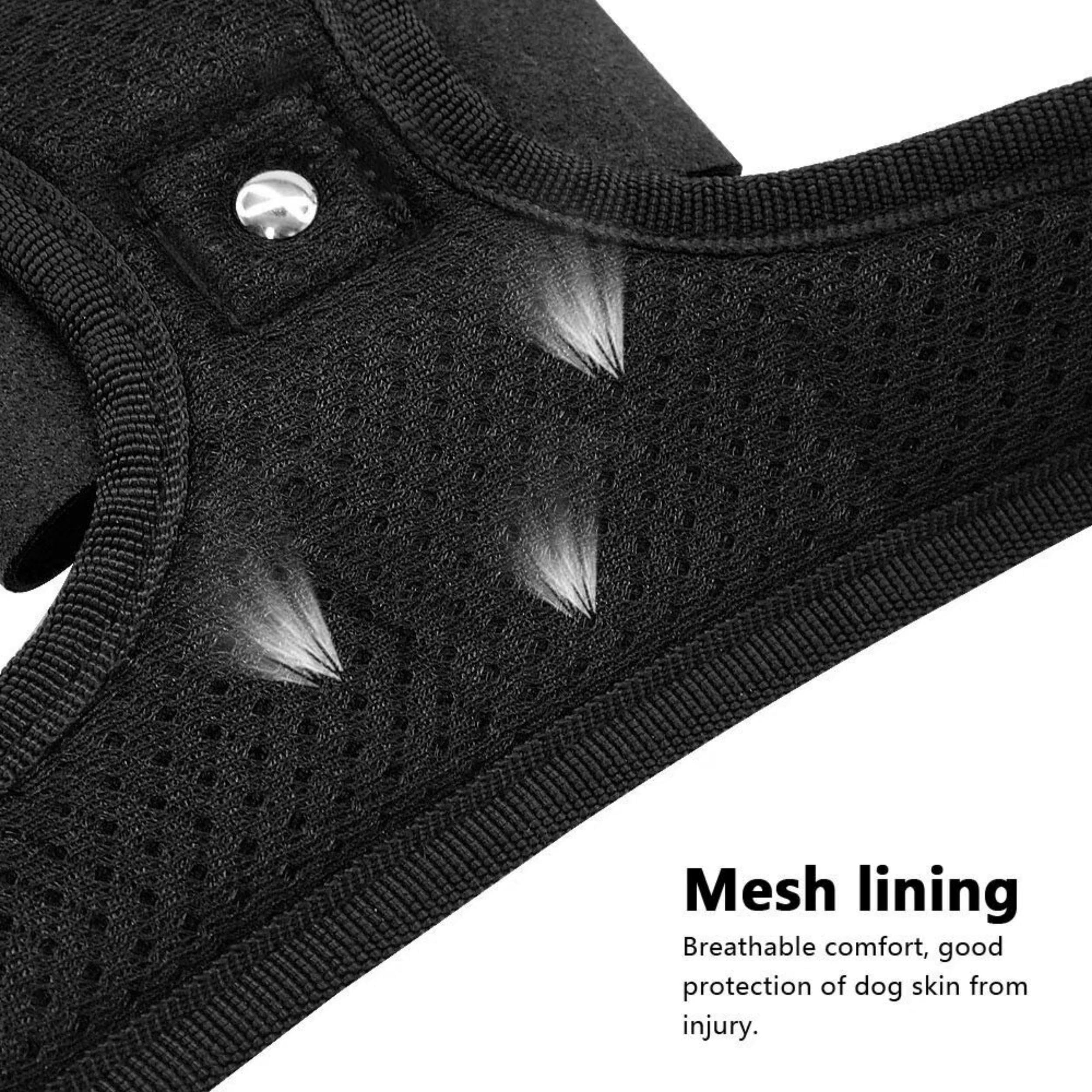 Beirui Rhinestone Dog Harness - Reflective Bling Nylon Dog Vest With Sparkly Bow Tie For Small Medium Large Dogs Walking,Party And Wedding,Black,S