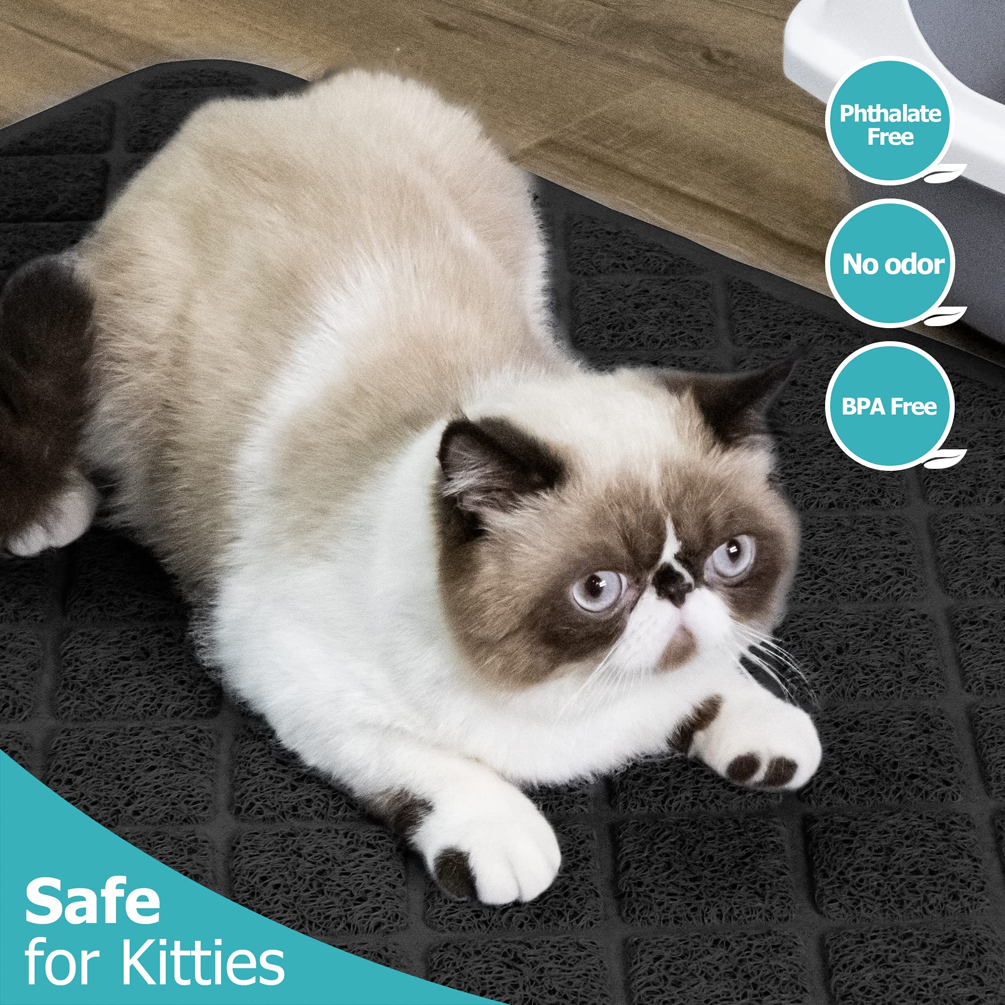 Conlun Cat Litter Mat Litter Trapping Mat, 24' X 17' Premium Durable Pvc Grid Mesh With Scatter Control, Non-Slip, Less Waste Cat Litter Box Mat, Soft On Kitty’S Paws, Urine Waterproof