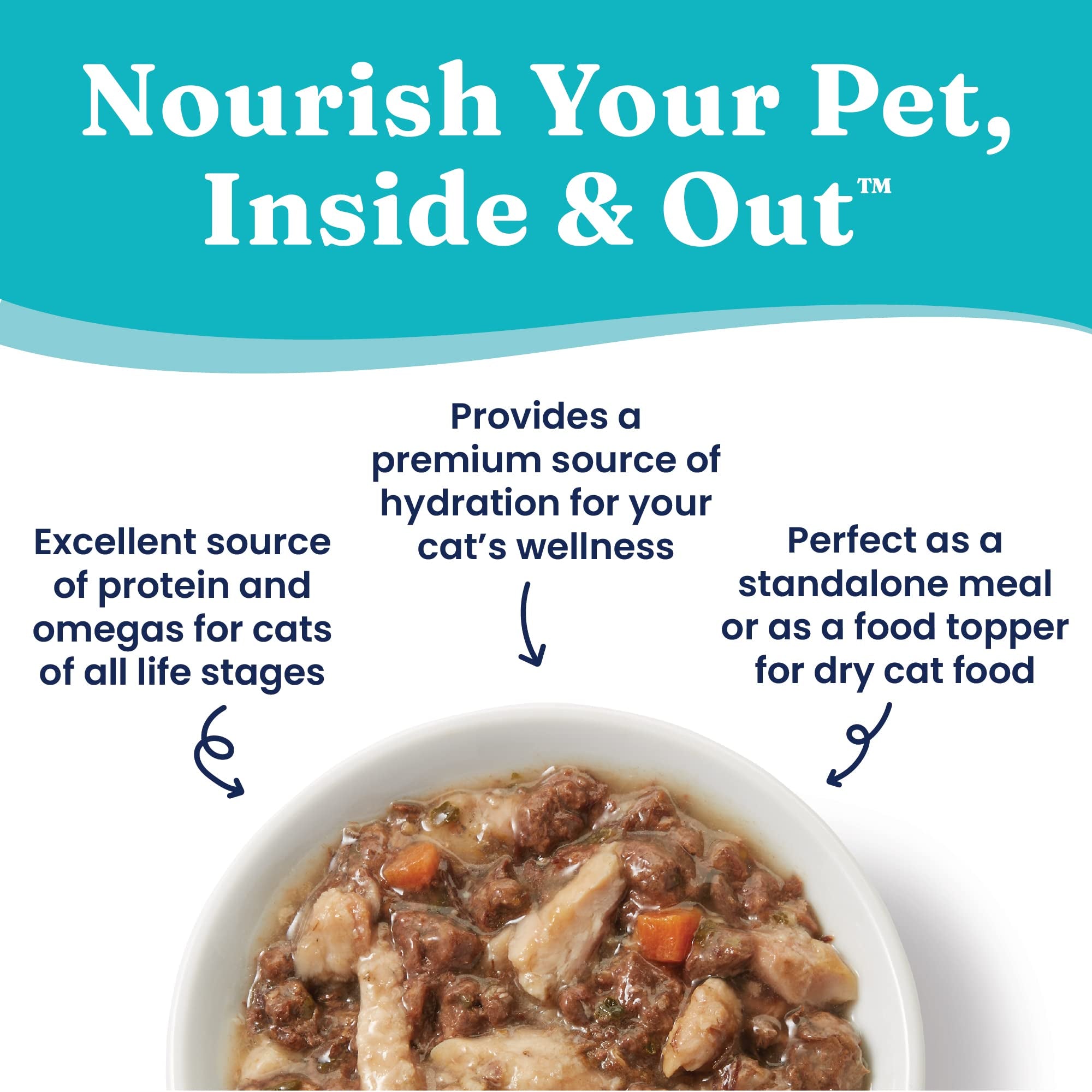 Solid Gold Wet Cat Food Shreds in Gravy - Canned Cat Food Made w/Real Tuna & Sardine - Five Oceans Grain Free 16ct/6oz Can