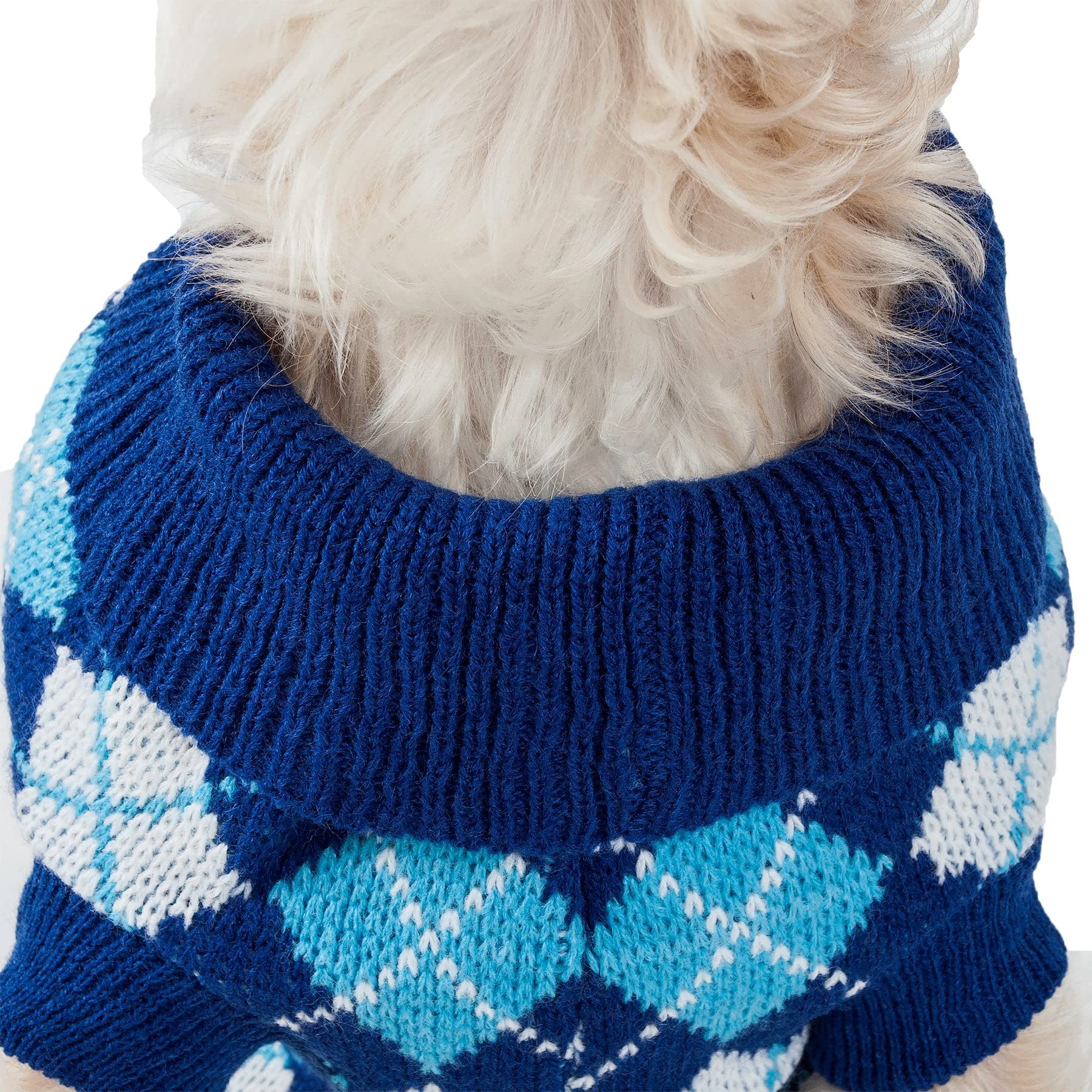Pet Life Argyle Style Ribbed Fashion Designer Pet Dog Sweater, Small, Black/Blue Argyle