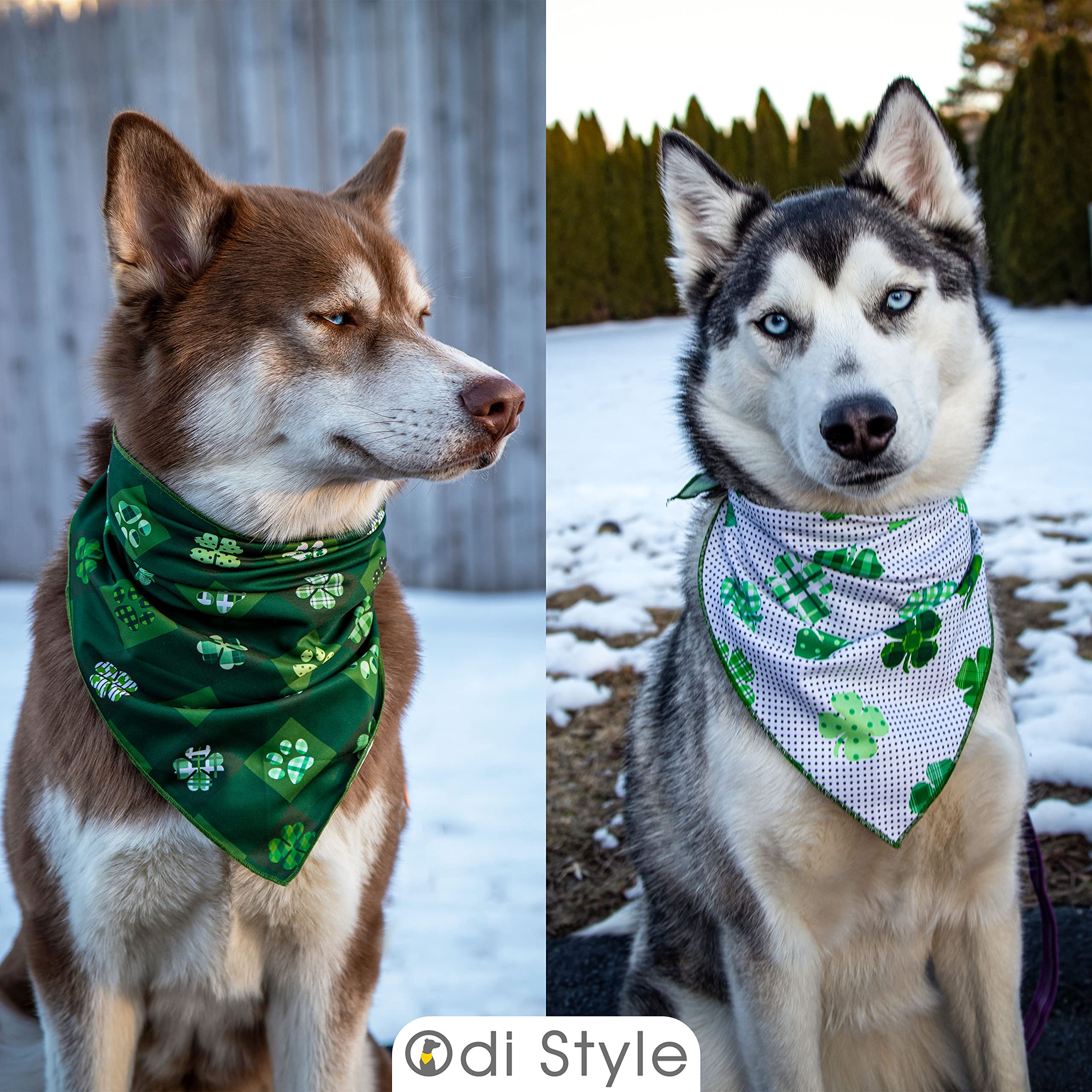 Odi Style St. Patrick'S Day Bandana For Dogs - 2 Pack Saint Patrick Day Dog Handkerchief With Shamrock Prints, Lucky Dog Bandanas For Small, Medium, Large Dogs, Puppy Accessories, Green Scarfs