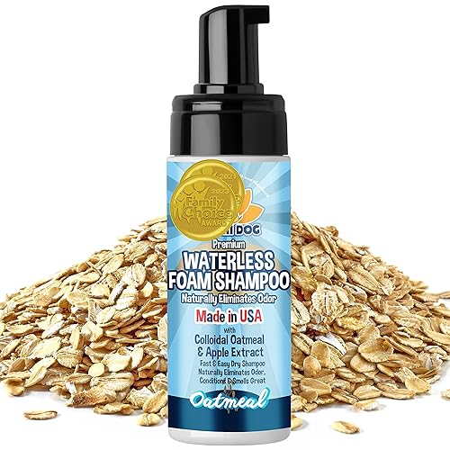Bodhi Dog Waterless Foaming Shampoo | Natural Pet Shampoo For Dogs & Cats | Waterless Dry Shampoo For Bathless Cleaning | No Rinse Required | Made In Usa (Oatmeal, 8Oz)