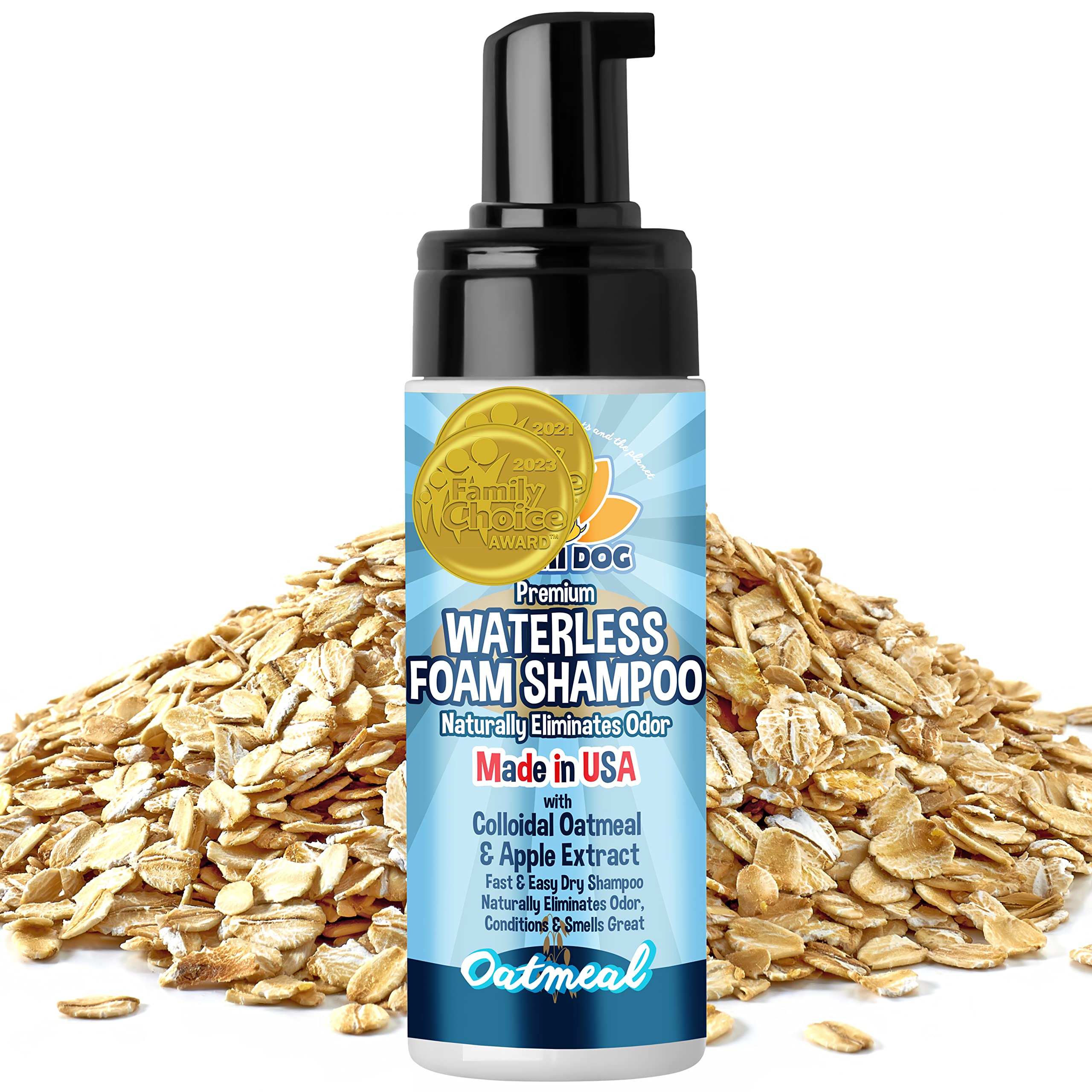Bodhi Dog Waterless Foaming Shampoo | Natural Pet Shampoo For Dogs & Cats | Waterless Dry Shampoo For Bathless Cleaning | No Rinse Required | Made In Usa (Oatmeal, 8Oz)